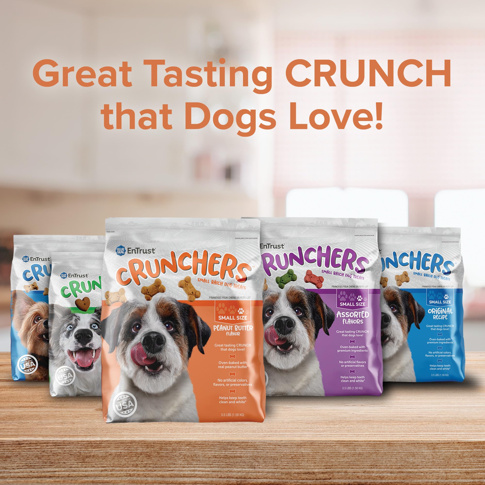 Blue Seal Kent Entrust Crunchers - Small Dog Treats, Peanut Butter Flavor - Crunchy Oven Baked Biscuits with Premium Ingredients