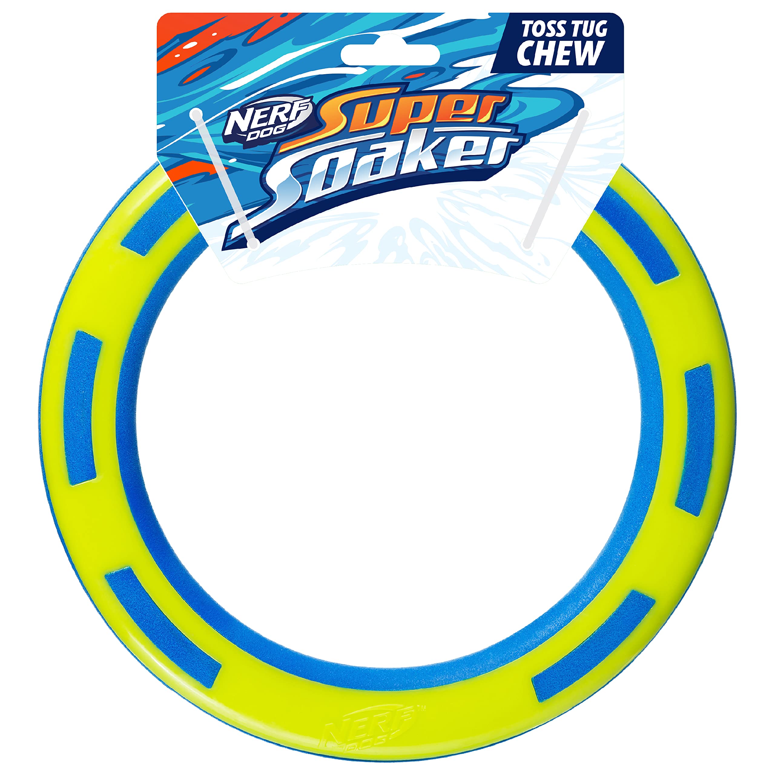 Nerf Dog Rubber & Foam Ring Dog Toy, Flying Disc, Lightweight, Durable and Water Resistant, 9 Inch Diameter, for Medium/Large Br