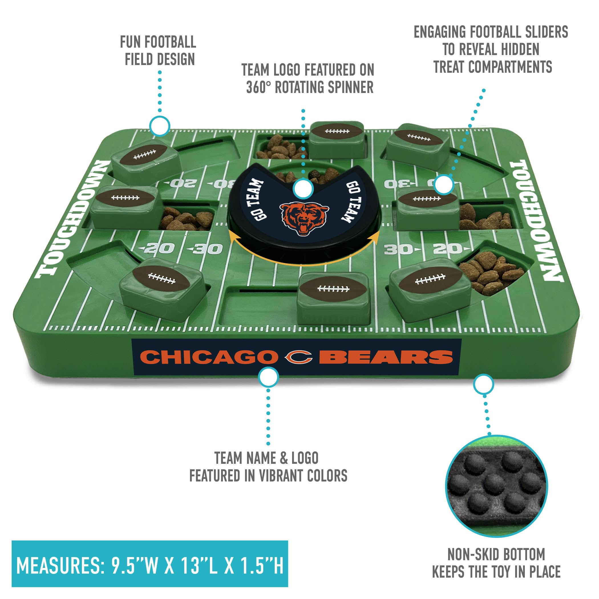 Pets First Nfl Chicago Bears Large Puzzle Toy, New Size, Interactive Dog Treat & Slow Feeding Toy