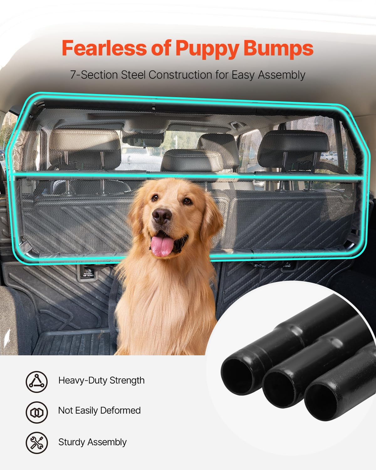 VEVOR Dog Car Barrier, 46'' Wide Car Divider for Cargo Area, Vehicle Pet Barrier with See Through Net Mesh, Universal-Fit Dog Ca