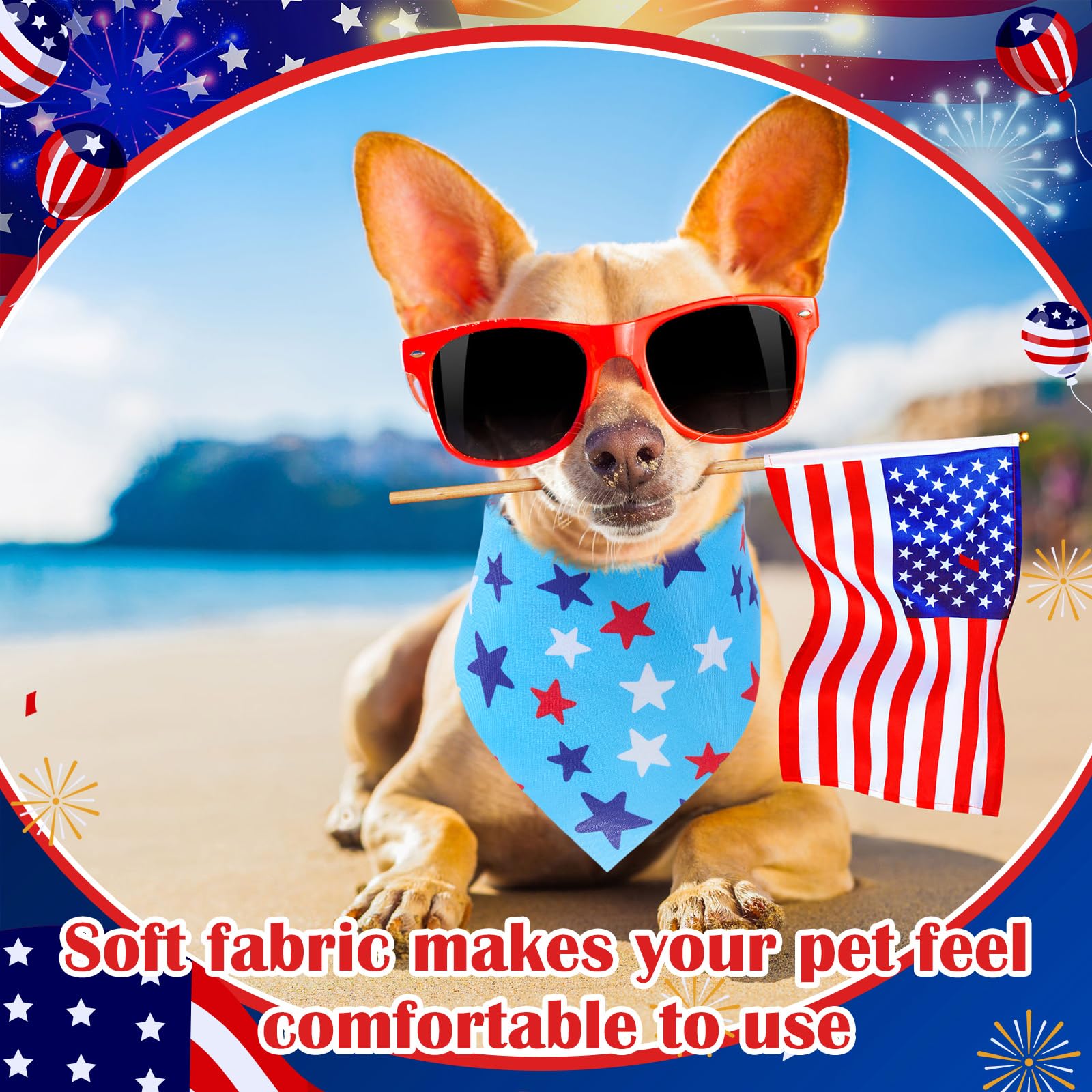 Aliceset 240 Pcs 4Th Of July Dog Bandana Bulk American Independence Pattern Printing Dog Kerchief Set Bibs Triangle Pet Scarf So