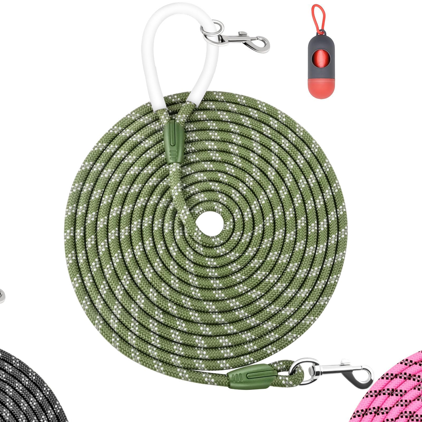 Codepets Nylon Dog Leash 6Ft 10Ft 20Ft 30Ft Diameter 2/5 Inch With Comfortable Silicone Handle Highly Reflective No Tangle For M