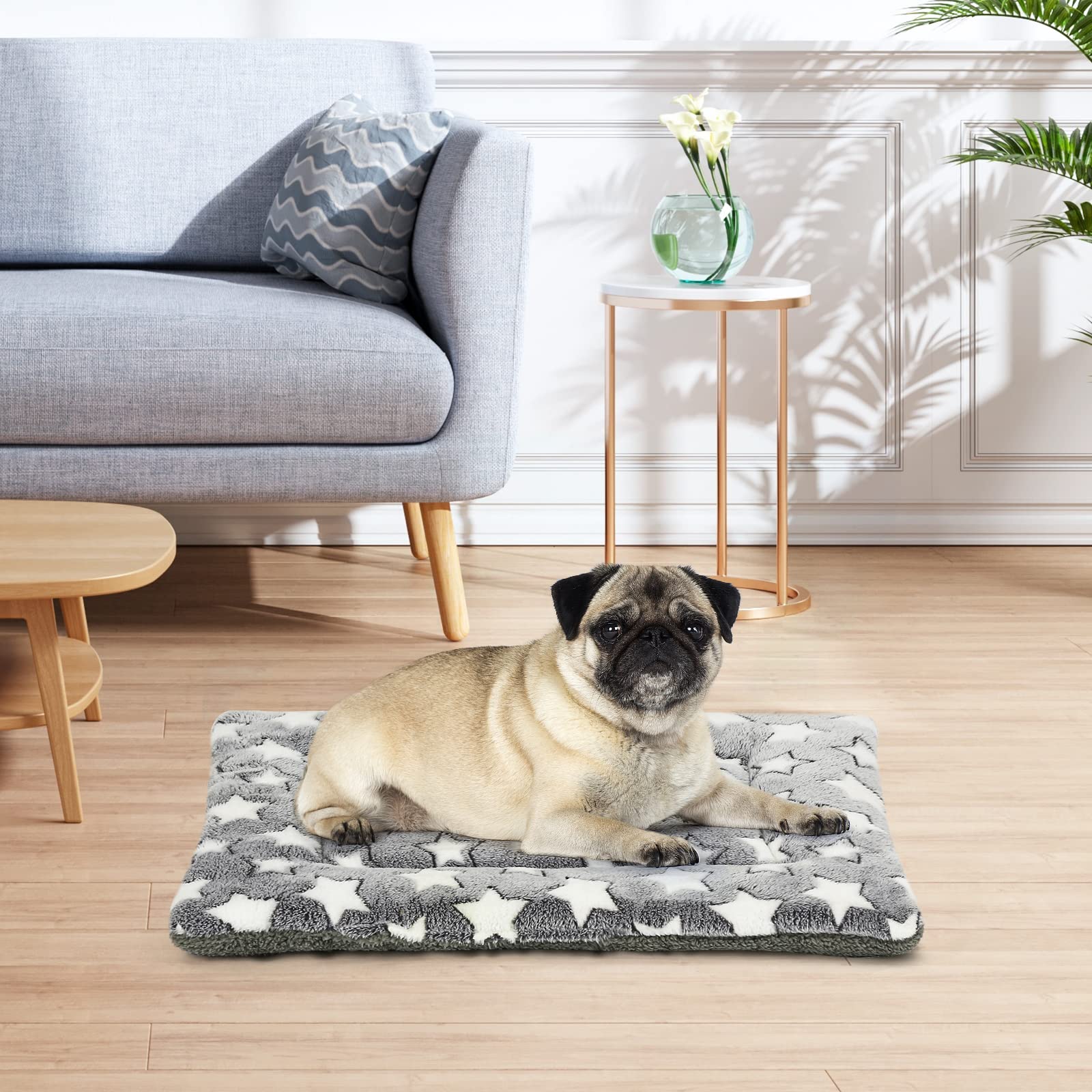 Kigmmro Dog Bed Mat, Reversible Dog Crate Pad For Medium Small Dogs, Portable And Soft Pet Bed Mat, Machine Washable Pet Bed Pad For 24-Inch Kennel