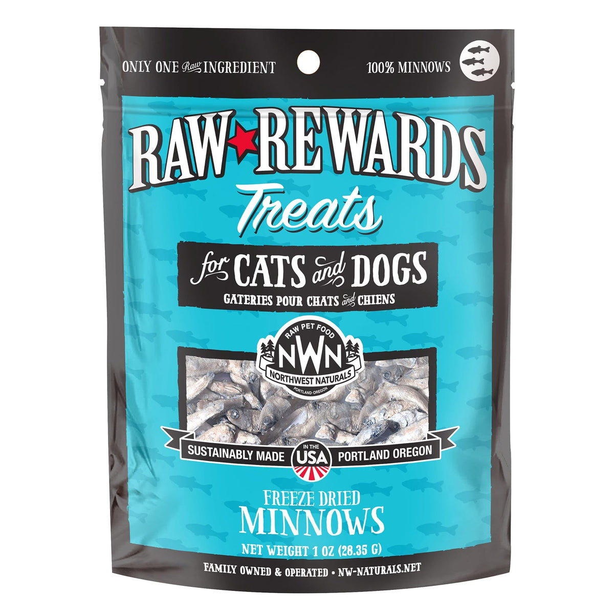 Northwest Naturals Raw Rewards Freeze-Dried Minnow Treats For Dogs And Cats - Bite Sized Pieces - Grain Free - 1 Ingredient - Healthy - Human Grade - All Natural - Usa Made - 1 Oz