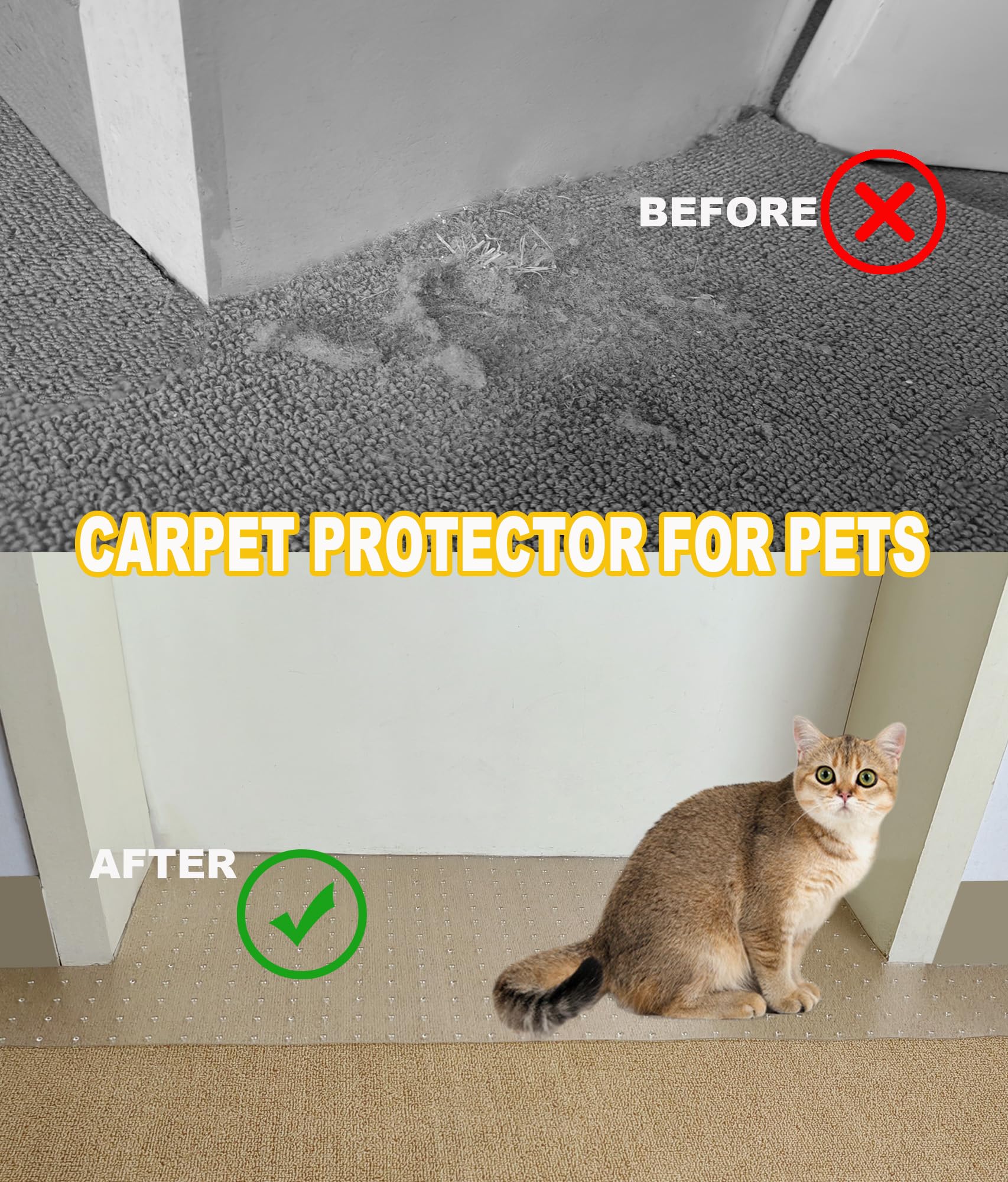 Syandlvy Carpet Protector For Pets, Cat Scratching Pads For Doorway, Anti Scratch Under Door, Kittens Scratch Stopper Mat, Easy