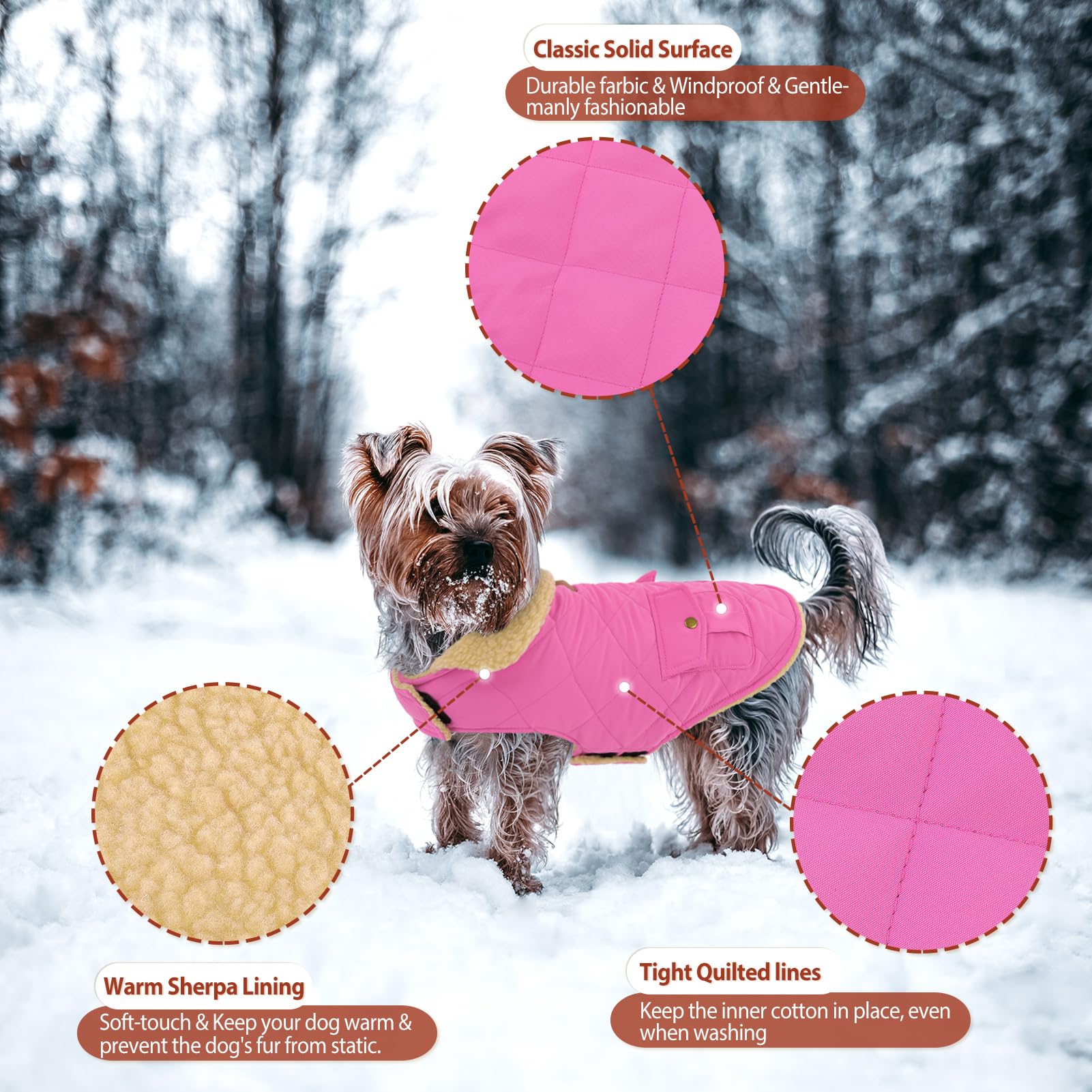 Warm Extra-Large Dog Coat, Pink Xl Windproof Cold Weather Snow Jacket For Golden Retriever, Labrador Retriever, Husky