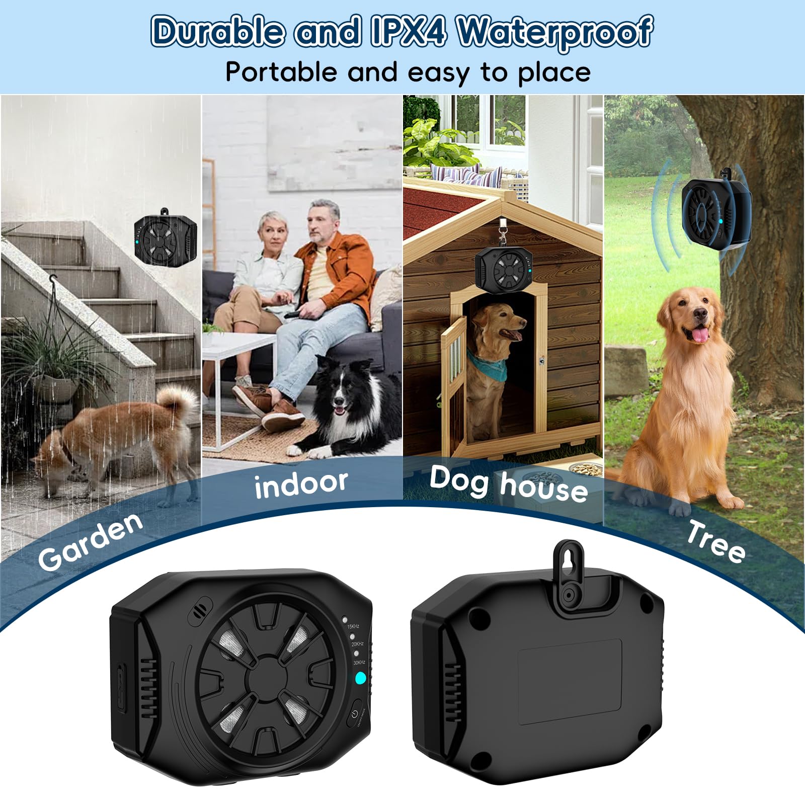 Anti Barking Device For Dogs, Dog Bark Deterrent Devices With 3 Modes, Ultrasonic Dog Bark Control Devices 50Ft Range Outdoor &