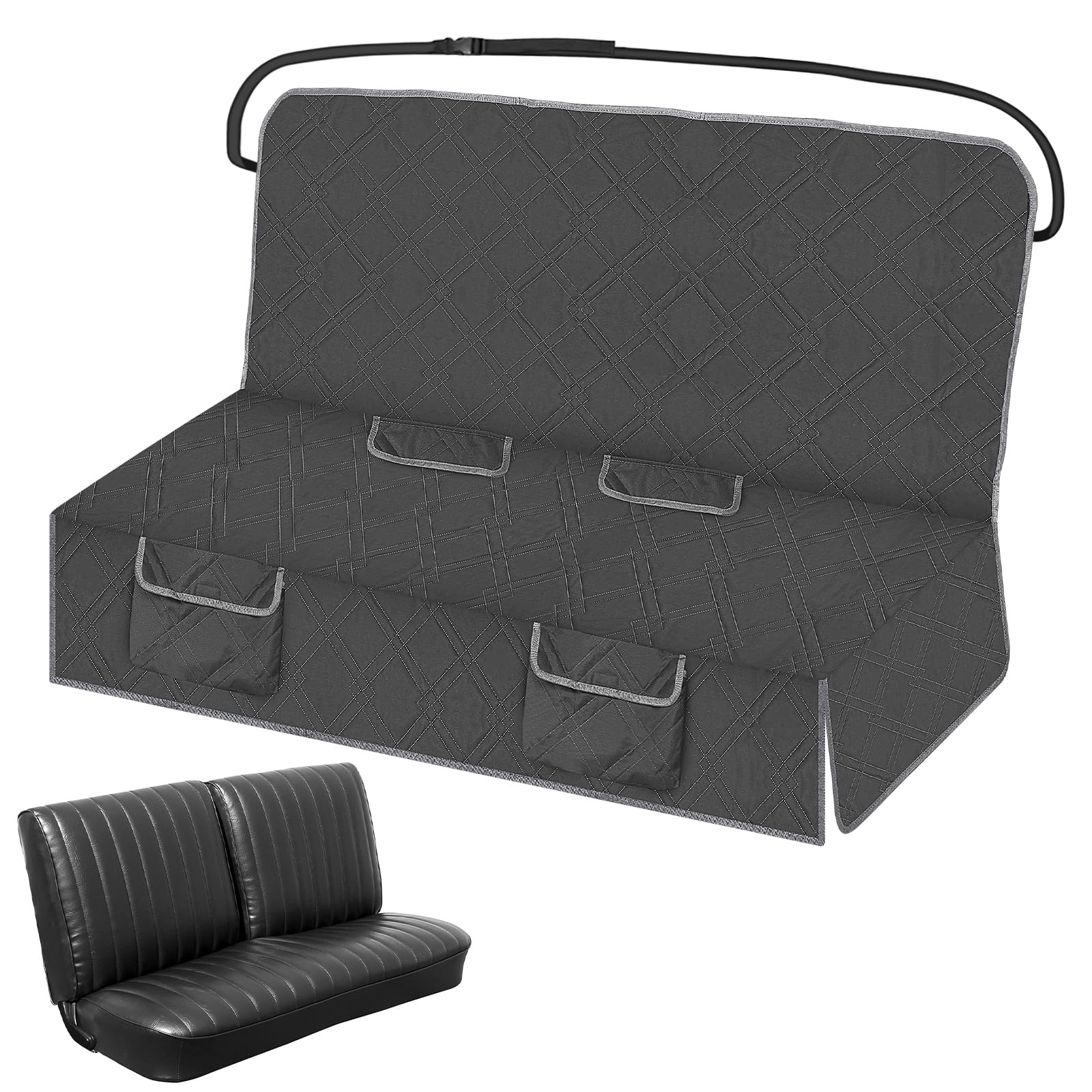 Kistrba Dog Car Seat Cover For Bench Seat No Headrest, Most Vintage Car And Classic Truck Bench Seat, 600D Oxford Scratch Proof 