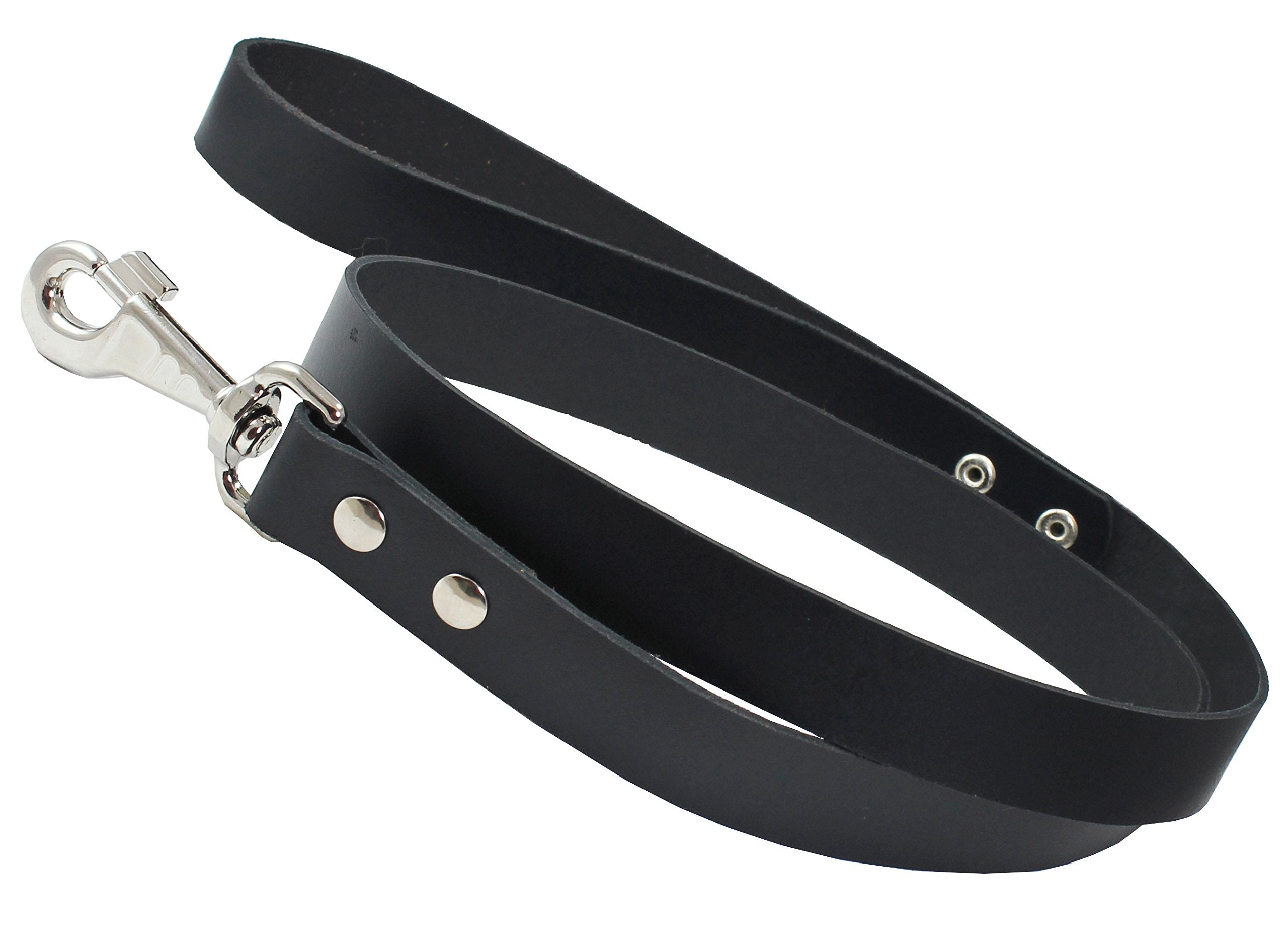 Dogs My Love Genuine Leather Classic Dog Leash 4 Ft Long 9 Sizes (XXXLarge (Width: 25mm  1), Black)