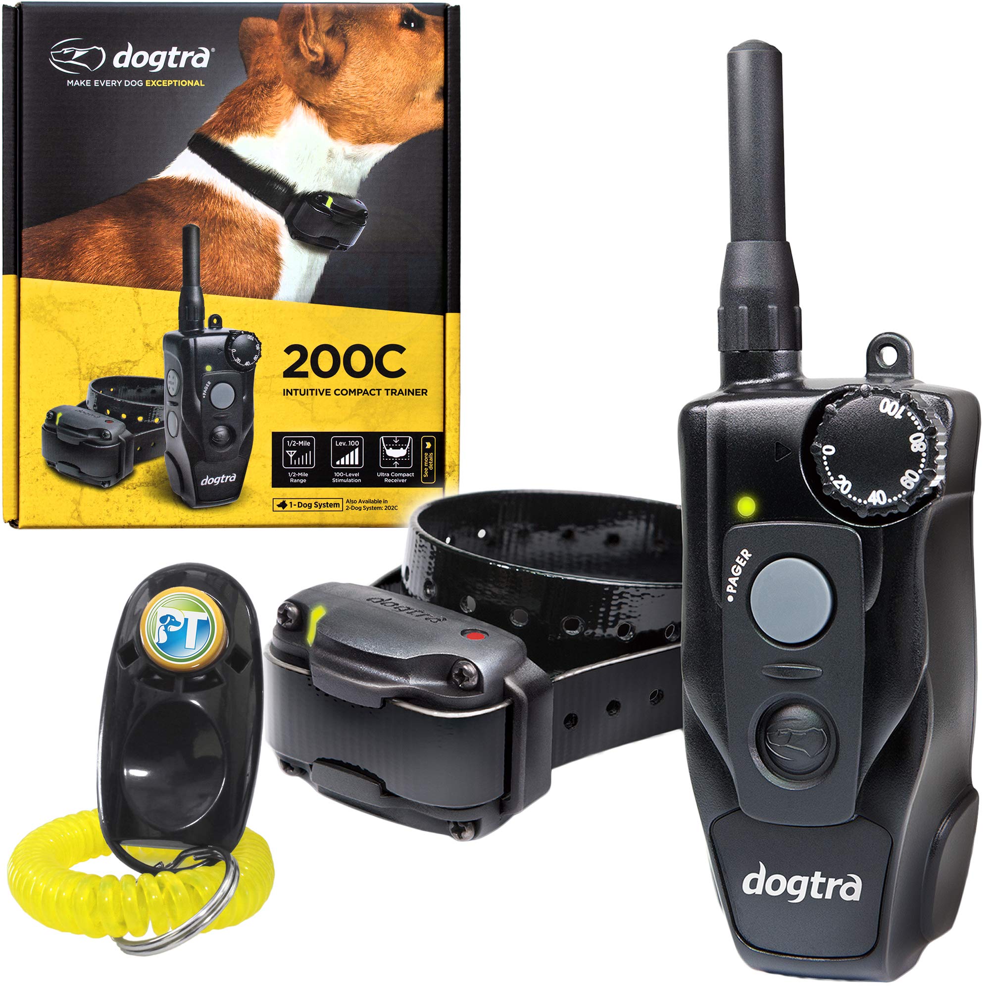Dogtra 200C Remote Training E-Collar - 1/2 Mile Range - Static, Vibration, Low-Medium Output, Adjustable Levels, Waterproof, Ele