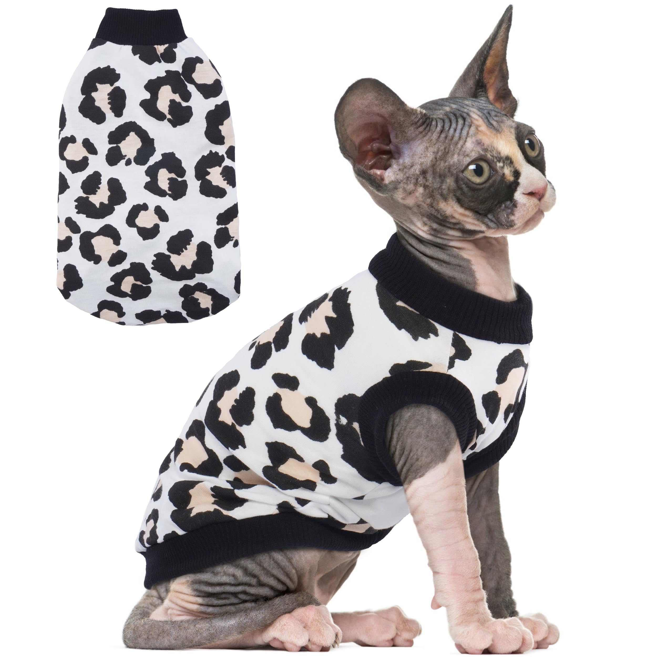 Pumyporeity Sphynx Cat Clothes - Stretchy Sweater, Soft Hairless Shirt, Pullover Pajamas, Turtleneck For Sphynx Cornish Rex, Dev