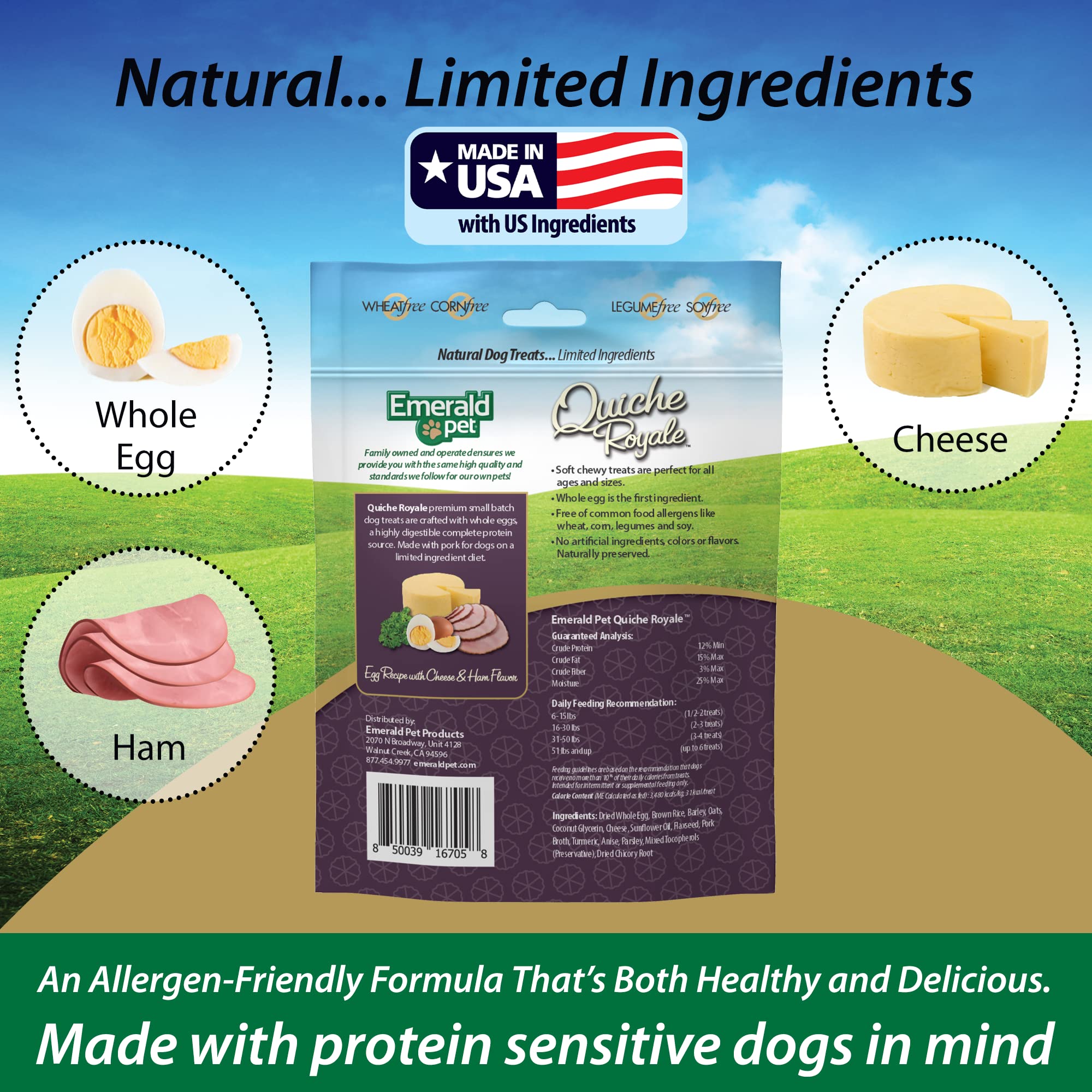 Emerald Pet Quiche Royal Ham and Cheese Treat for Dogs