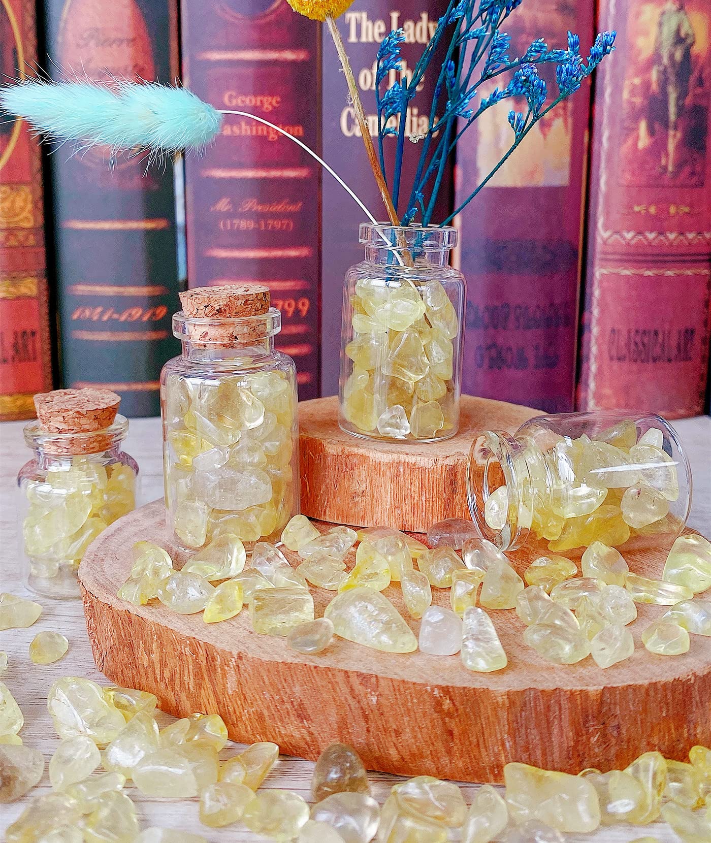 0.6lb Citrine Crystals Quartz Tumbled Stones Chips Stone Crushed Crystal Natural Irregular Polished Rocks Gem Gravel Home Decora