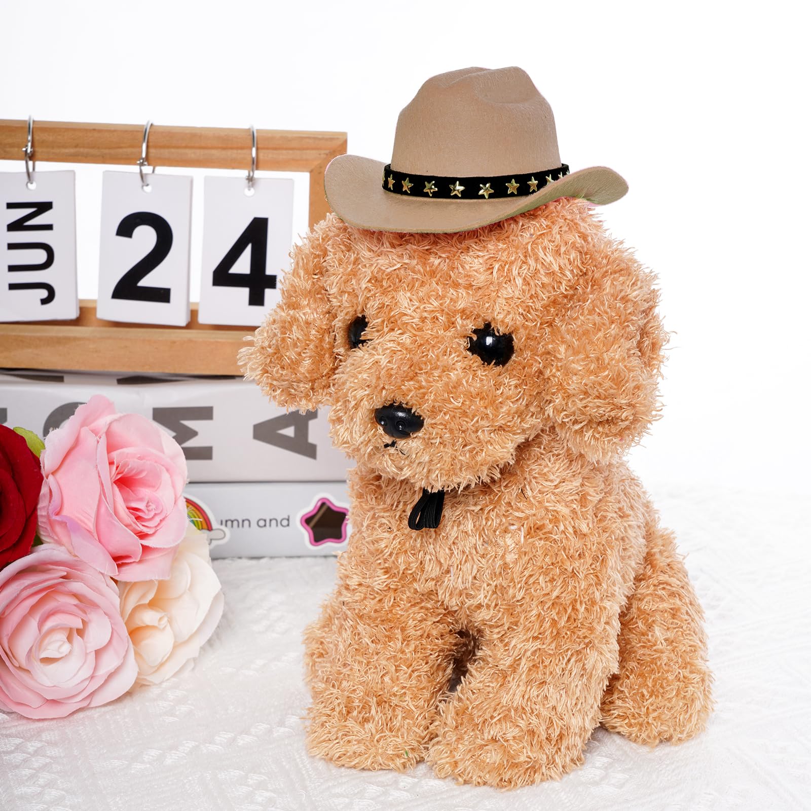 Choyaxo Pet Cowboy Costume Cosplay Cap Halloween Costumes For Dogs Cat Pet Party Decoration Mini Cowboy Hat (Khaki, Small)