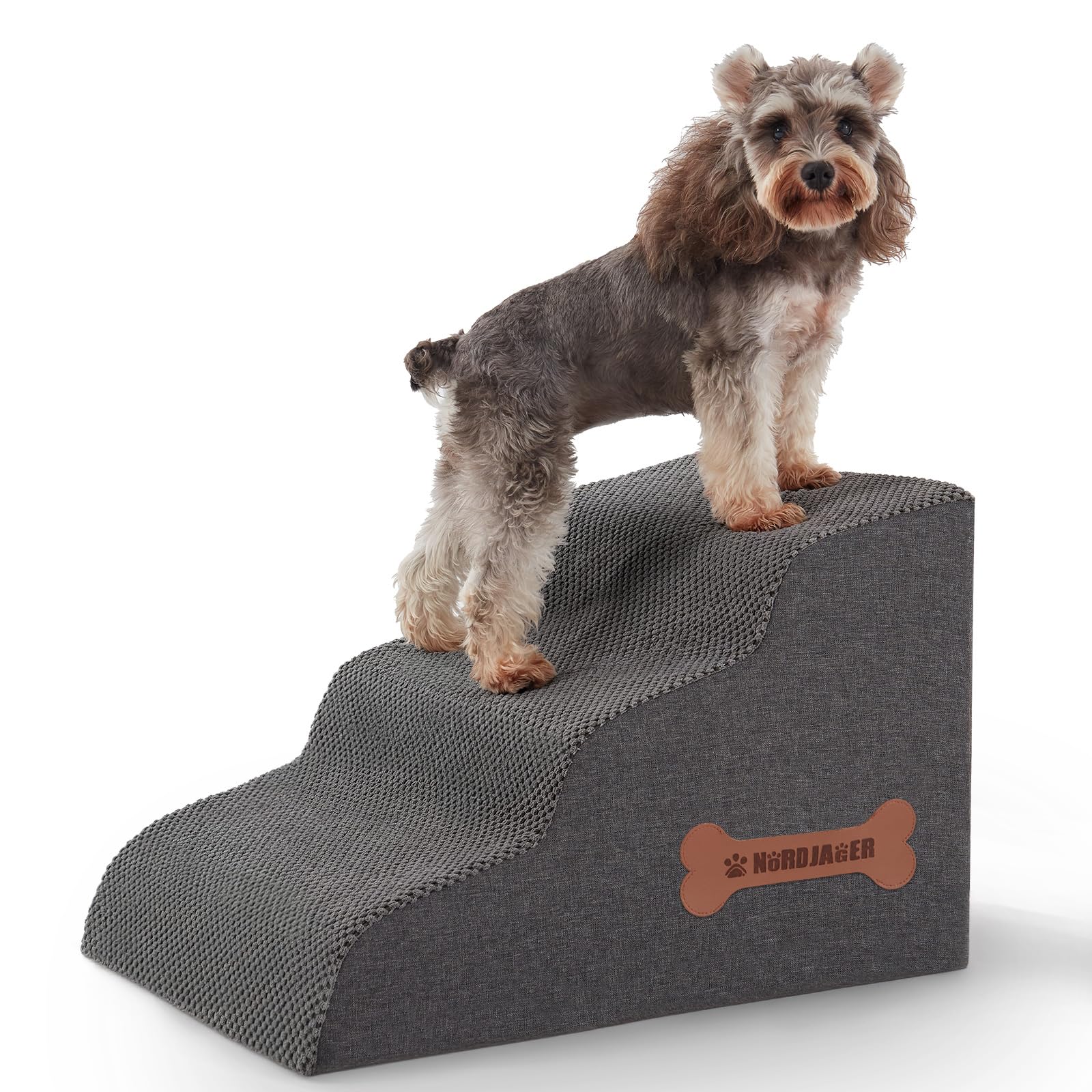 Dog Stairs 3-Step For Small Dogs And Cats To Get On Bed And Furniture/Windows, Pets Can Climb, Sit, Or Perch To Look Out Windows