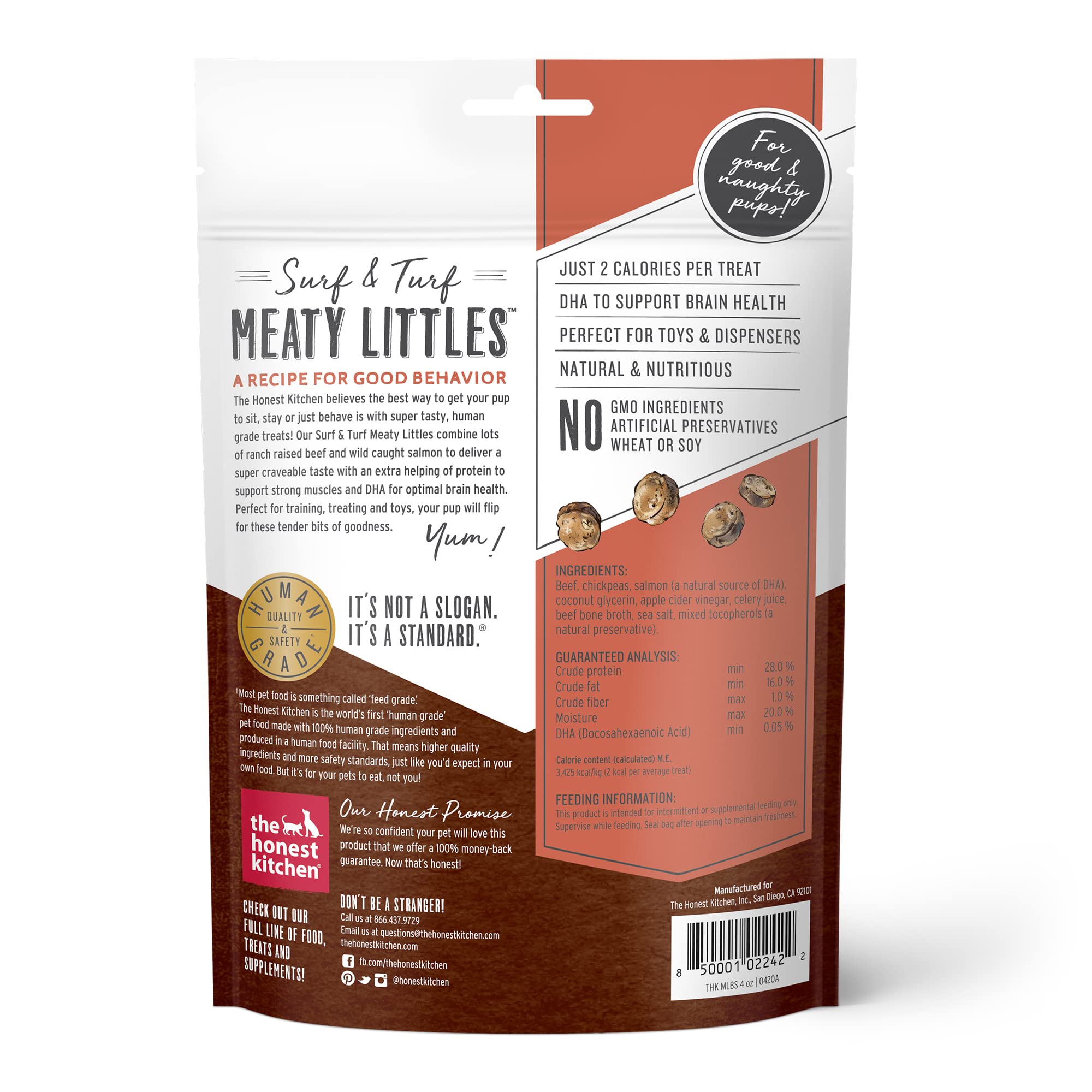 The Honest Kitchen Surf & Turf Meaty Littles: Beef & Salmon Recipe, 4 oz Bag