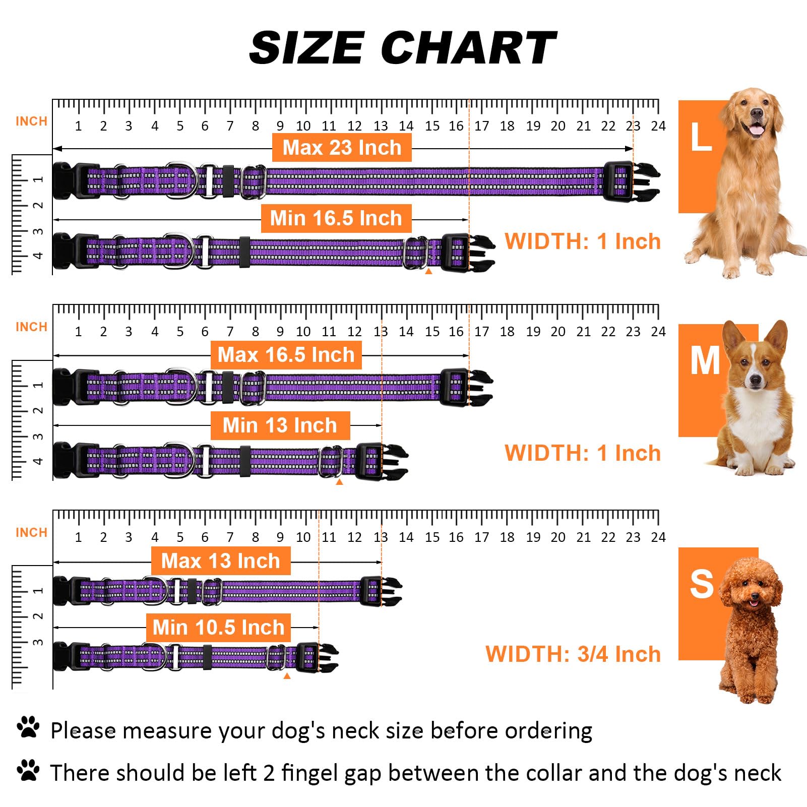 Joyeeiioo Martingale Dog Collar, Adjustable Nylon Reflective Collar With Buckle. No Pull -For Small, Medium, Large Dogs. Prevents Slipping Out-Helps With Strong Pullers-Increase Control (Purple M)