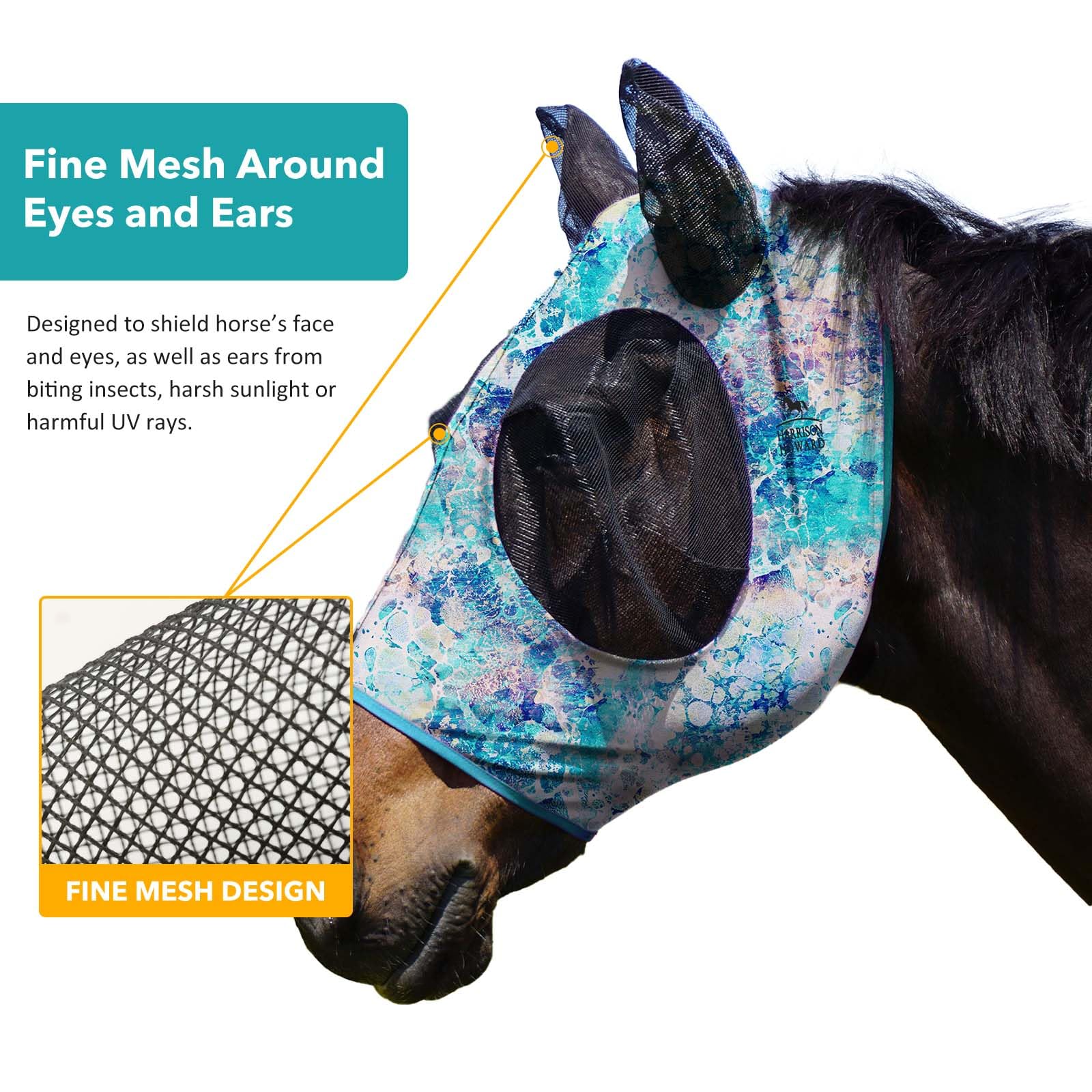 Harrison Howard Super Comfort Stretchy Fitting Horse Fly Mask with UV Protection Soft on Skin with Breathability Pastel Mix Pony