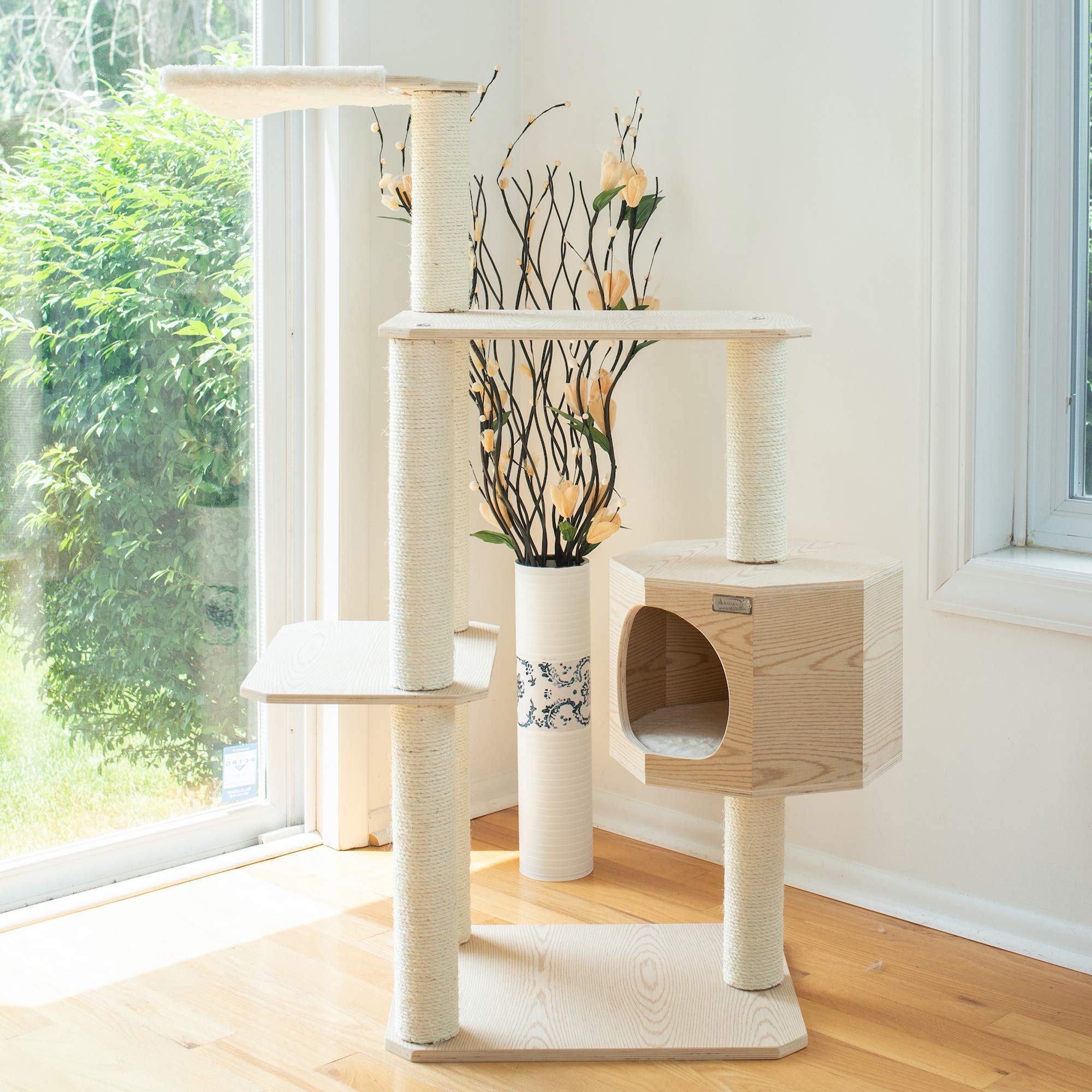 Armarkat Premium Scots Pine 54-Inch Cat Tree with Three Levels, Perch, Condo