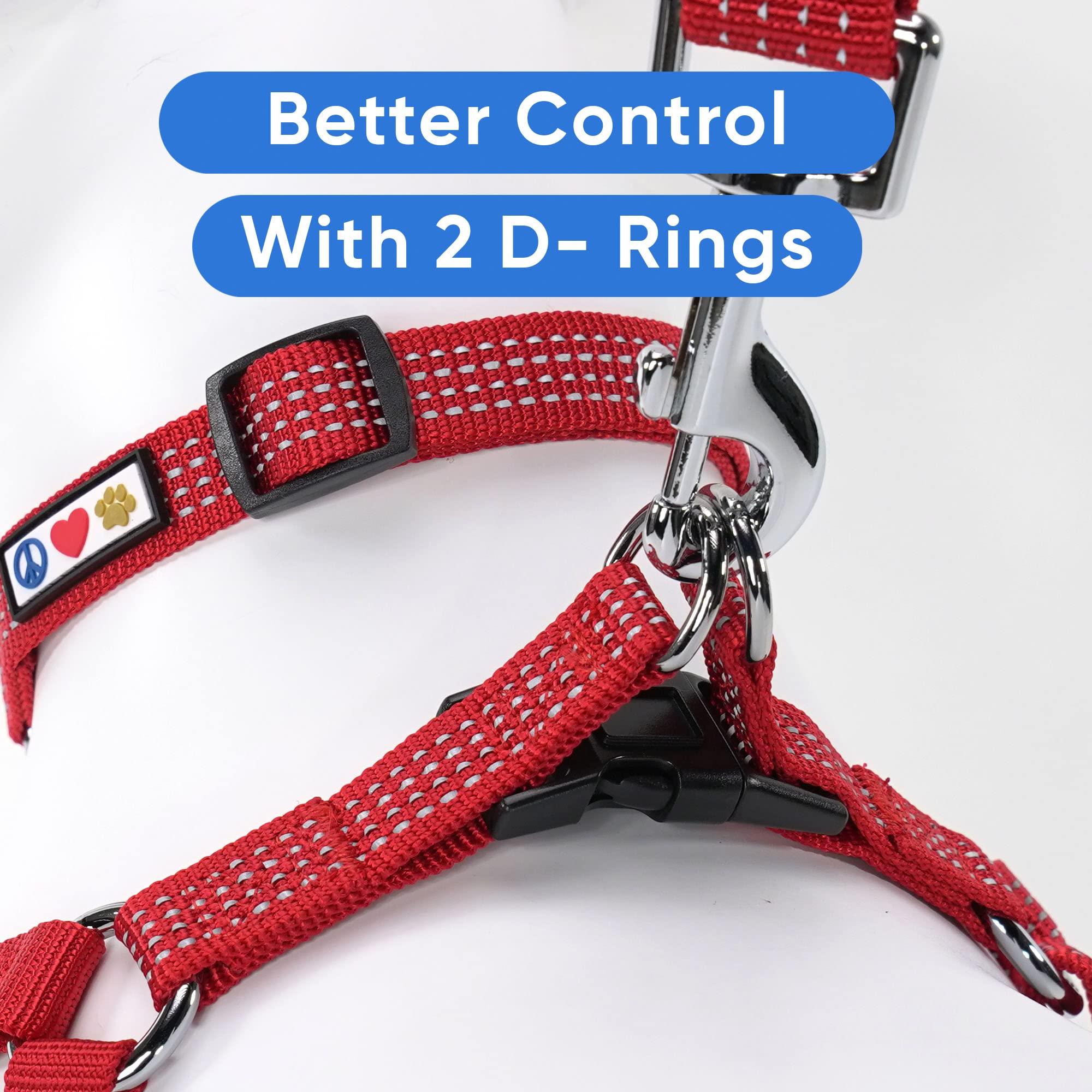 Pawtitas Medium Dog Harness - Red, Reflective, Adjustable Step-In Harness For Senior Dogs To Puppies