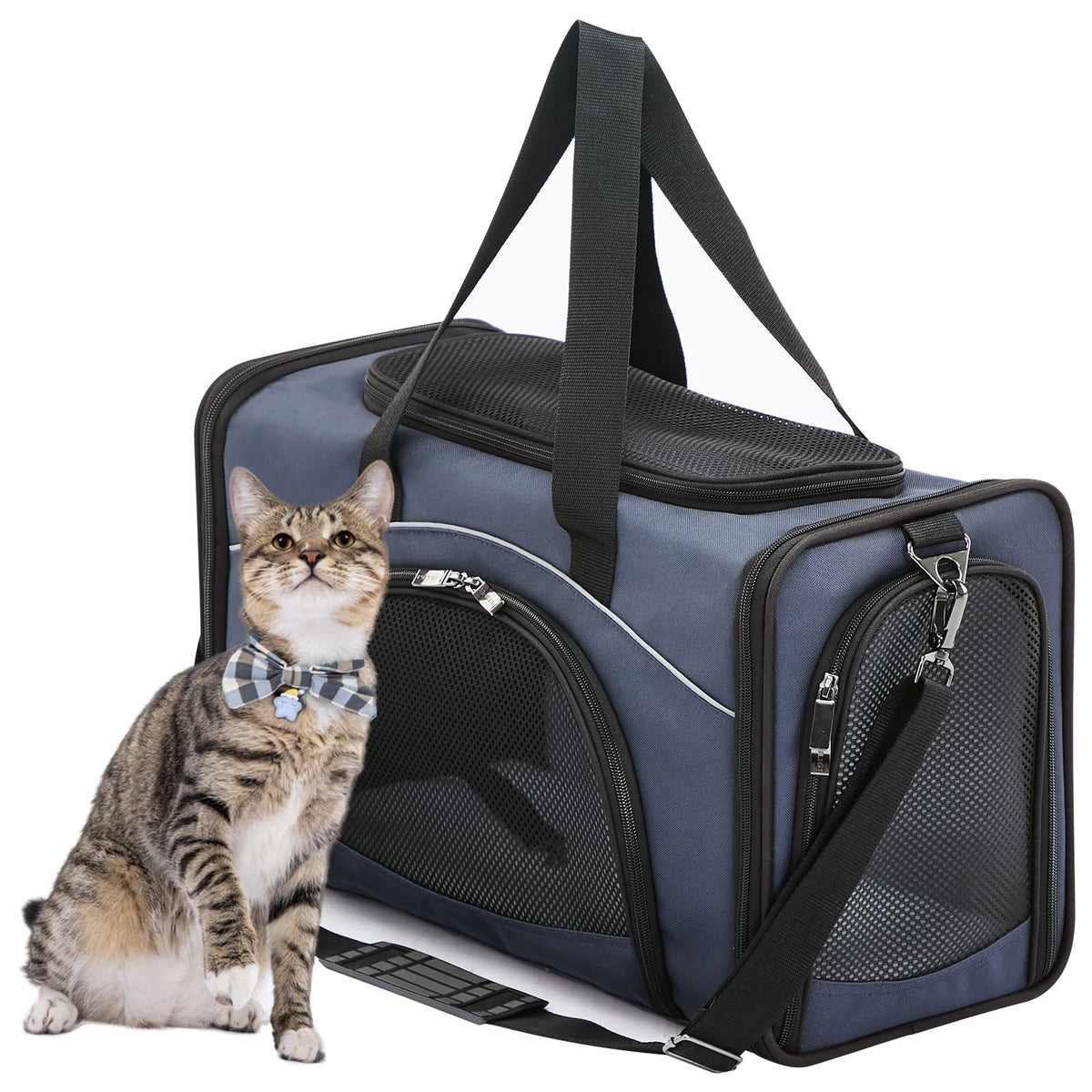 Petsfit Pet Carrier For Cats Airline Approved, Soft-Sided Dog Carrier Cat Carrier, Lightweight And Collapsible, Escape Proof, Wi