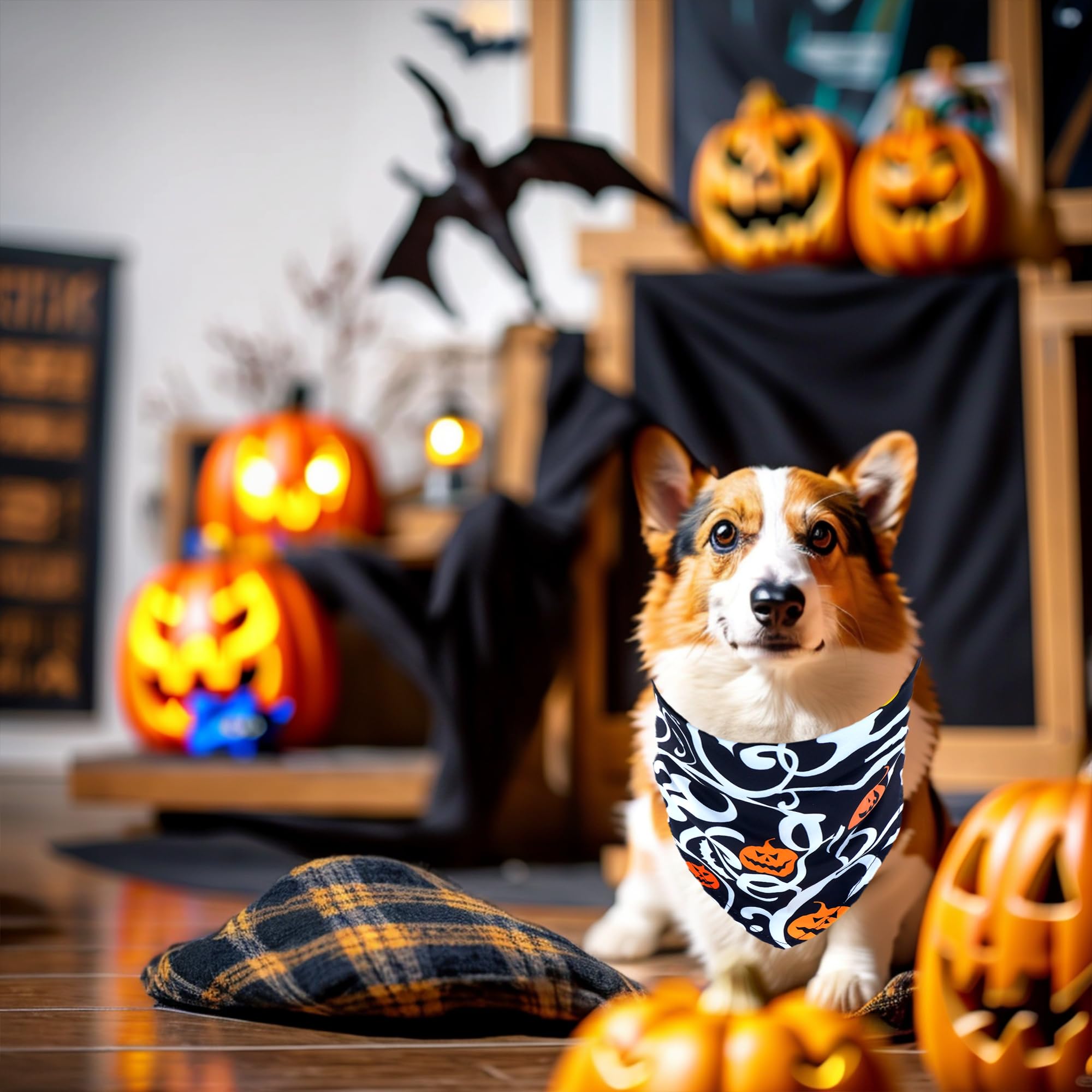 Pai Sence Halloween Dog Bandanas For Medium Dogs 7 Pcs Adjustable Dog Bandanas For Doggy 25 Inch Dogs Scarves Cats Breed Groomin