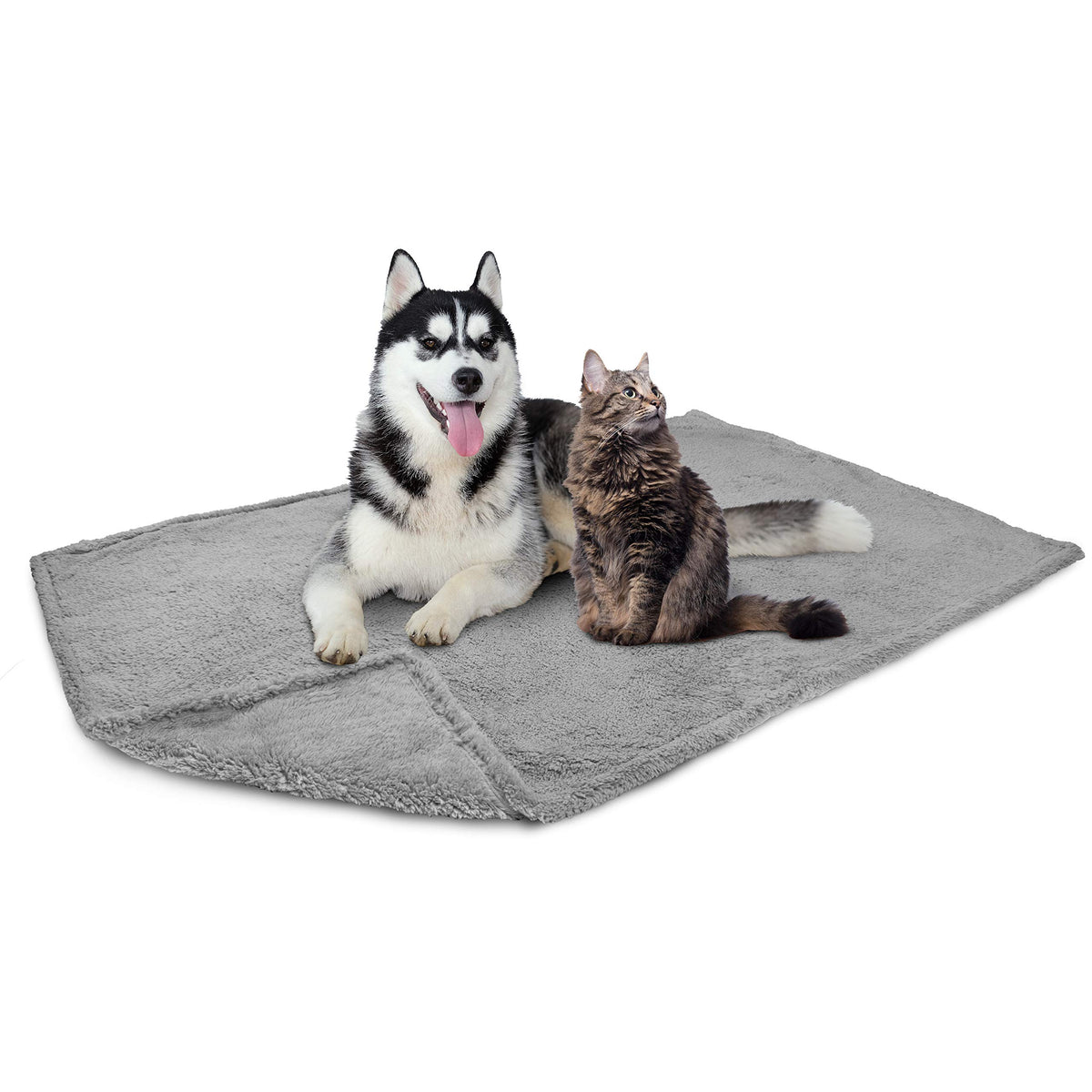 Petami Fluffy Waterproof Dog Blanket For Medium Large Dogs, Soft Warm Pet Sherpa Throw Pee Proof Couch Cover, Reversible Cat Bed Blanket Sofa Protector, Plush Washable Pad (Light Grey, 40X60)