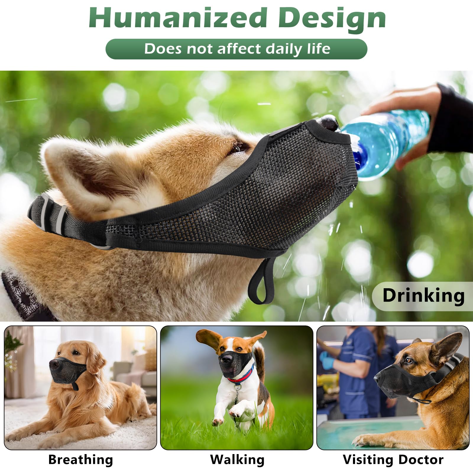 Dog Muzzle For Small Medium Large Sized Dogs,Breathable Air Mesh Basket Muzzle For Dogs Allows Panting And Drinking,Soft Dog Muz
