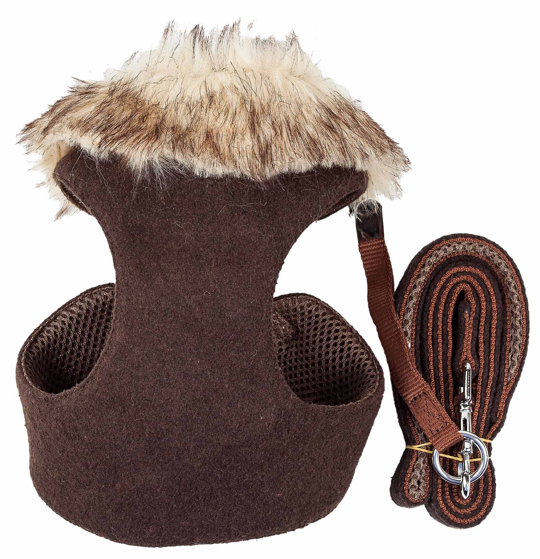 Pet Life  Luxe Collection Furracious 2-in-1 Adjustable Fashion Dog Harness and Leash with Removable Fur Dog Collar - Designer Pe