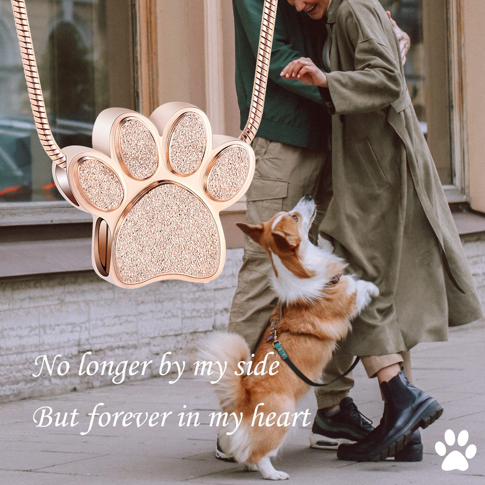 Zeqingjw Pet Cremation Jewelry For Ashes Pendant Paw Print Pet Heart Urn Necklace Memorial Keepsake Jewelry For Pet/Dog'S/Cat'S Ashes (Silver-K)