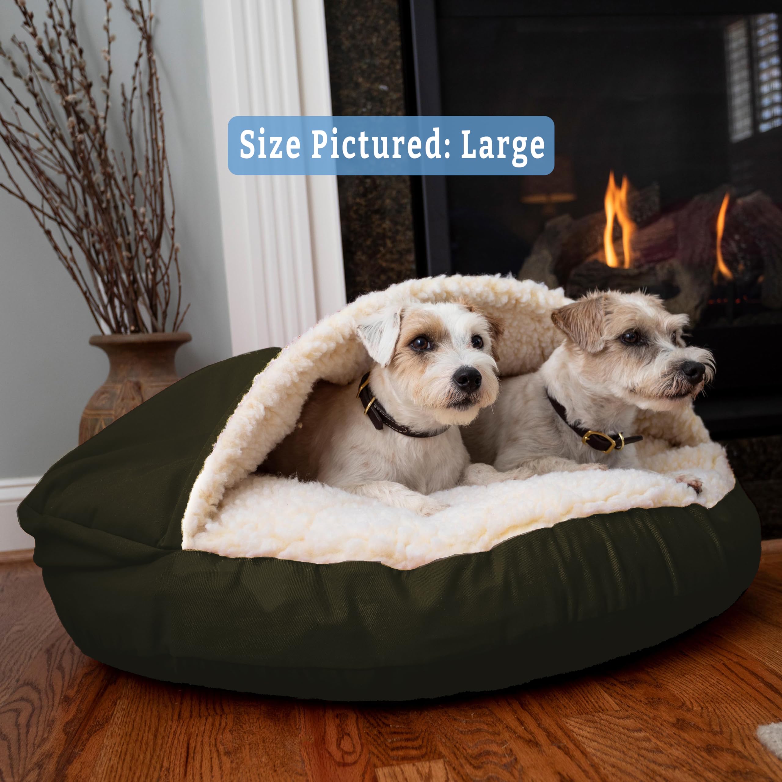 Snoozer Classic Poly-Cotton Cozy Cave Pet Bed, Large, Olive