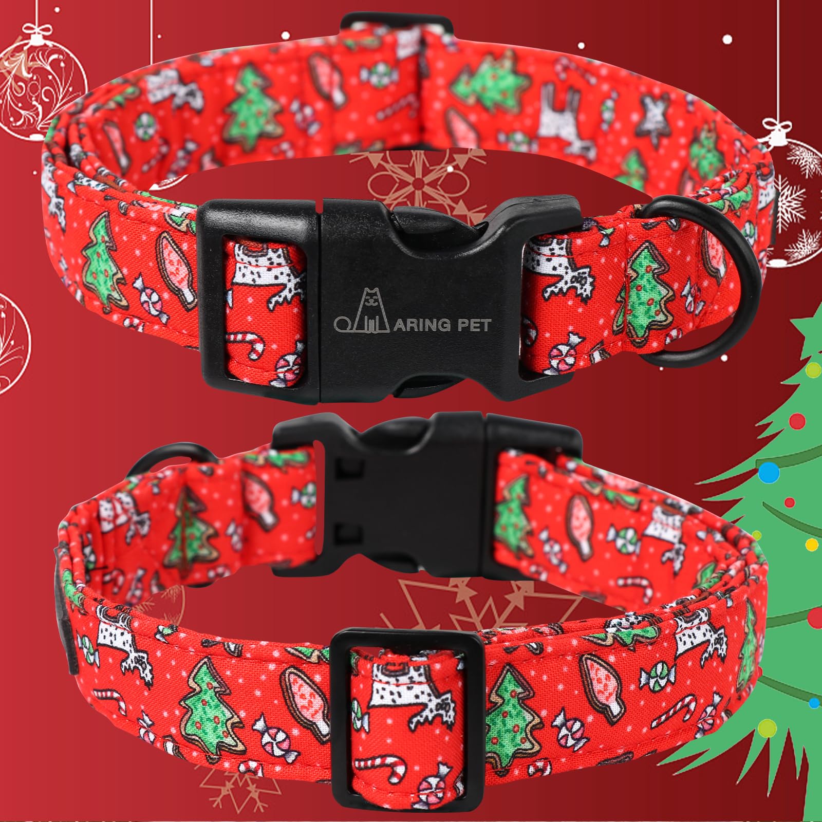 Aring Pet Christmas Dog Collar Cute Small Dog Collars, Adjustable Cotton Red Christmas Dog Collars Puppy Collar For Small Medium