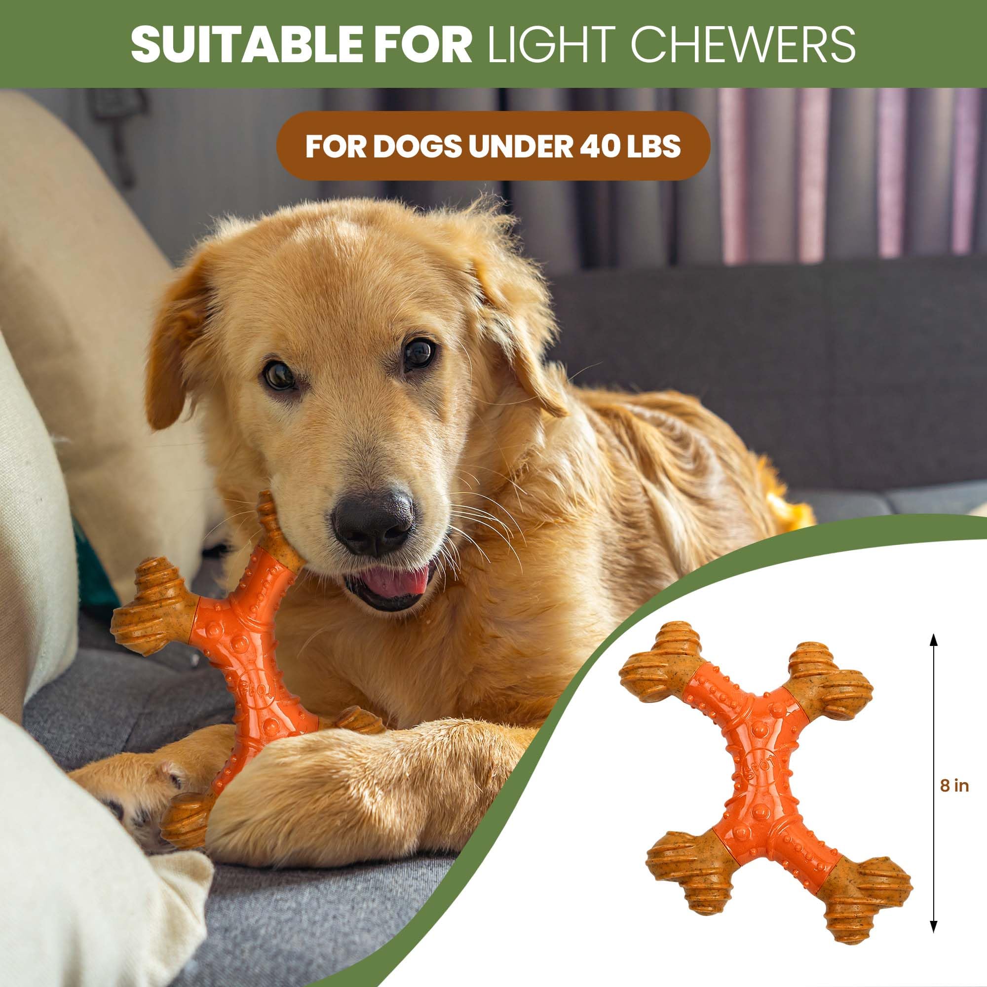 Spot Bam-Bones Dental X-Bone - Made With Bamboo Fiber And A Massaging Rubber Center, Durable Oral Care Dog Chew For Light Chewer