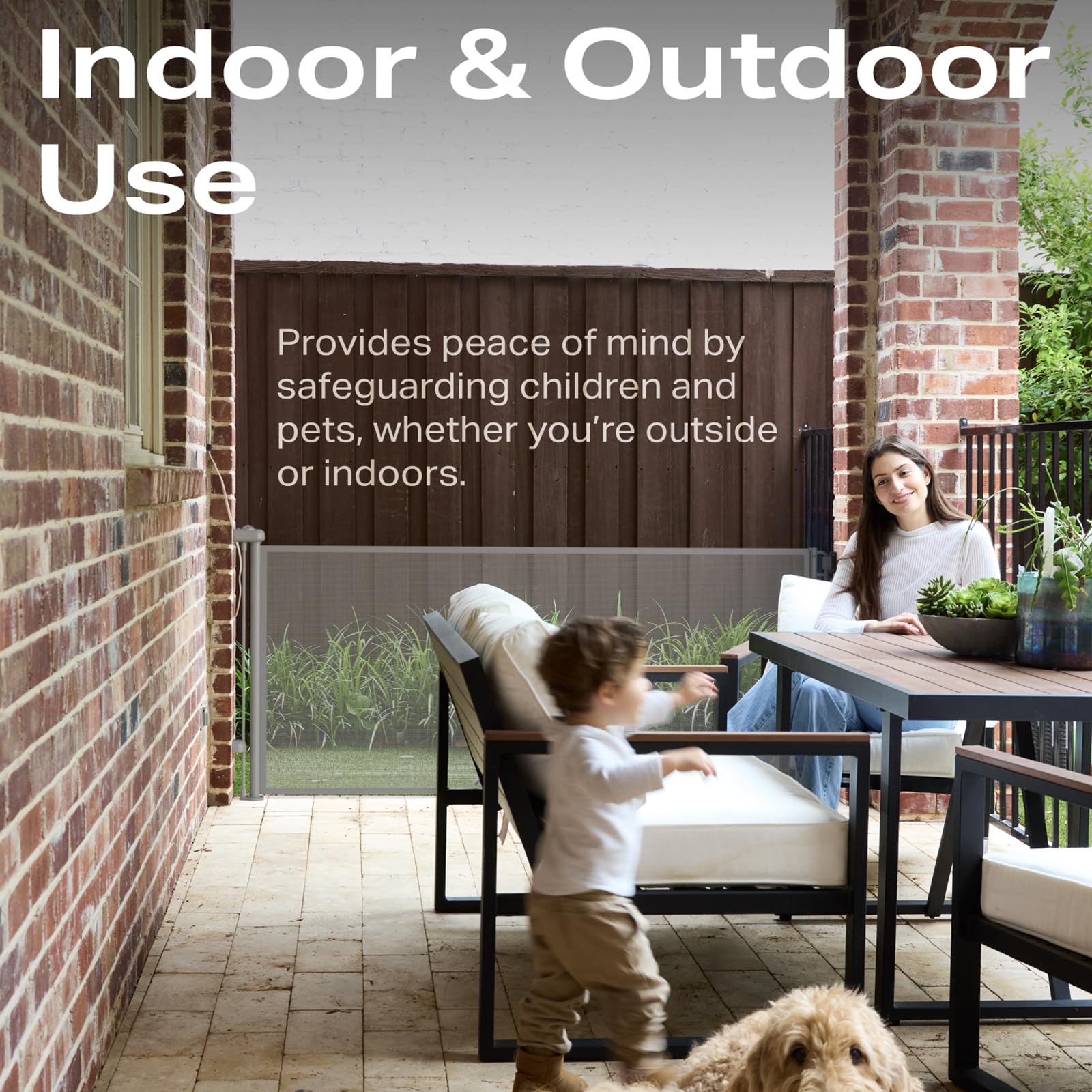 Cumbor 76' Wide Retractable Mesh Baby Gates For Stairs, Long Baby Gate For Doorways, 34' Tall Extra Wide Toddler Gate For Dogs, Child Safety Gates For Room, Hallways, Doggy Gate Indoor/Outdoor(Gray)