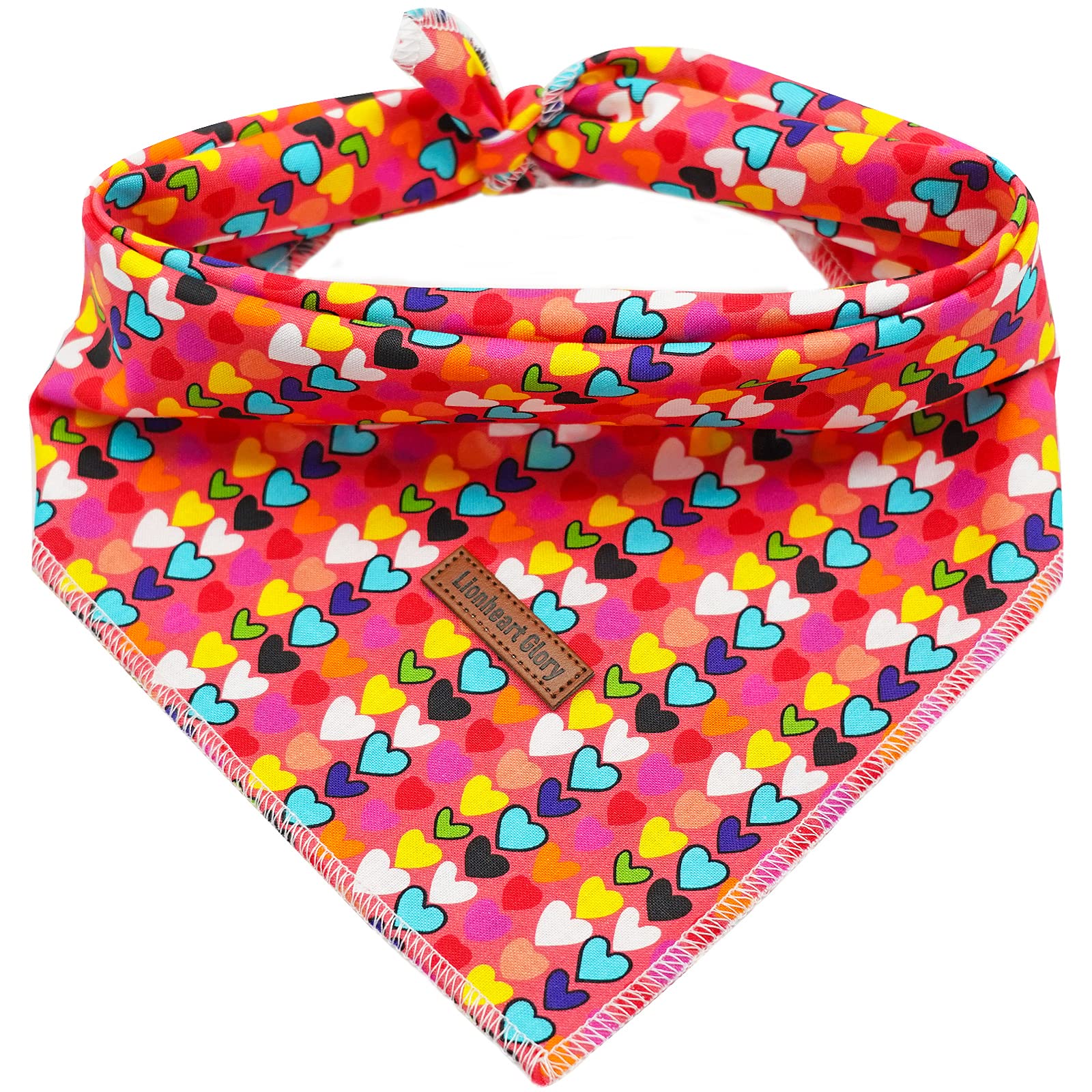 Lionheart Glory Valentine Bandana - Washable Dog Scarf, Square Adjustable Bandana For Medium Large Dogs