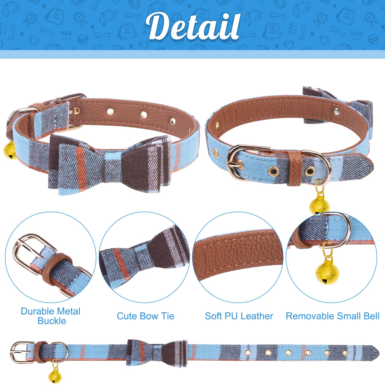 Expawlorer Puppy Collar And Leash Set - Classic Plaid Small Dog Collar With Bow Tie, 360 Swivel No Tangle Dog Leash, Adjustable