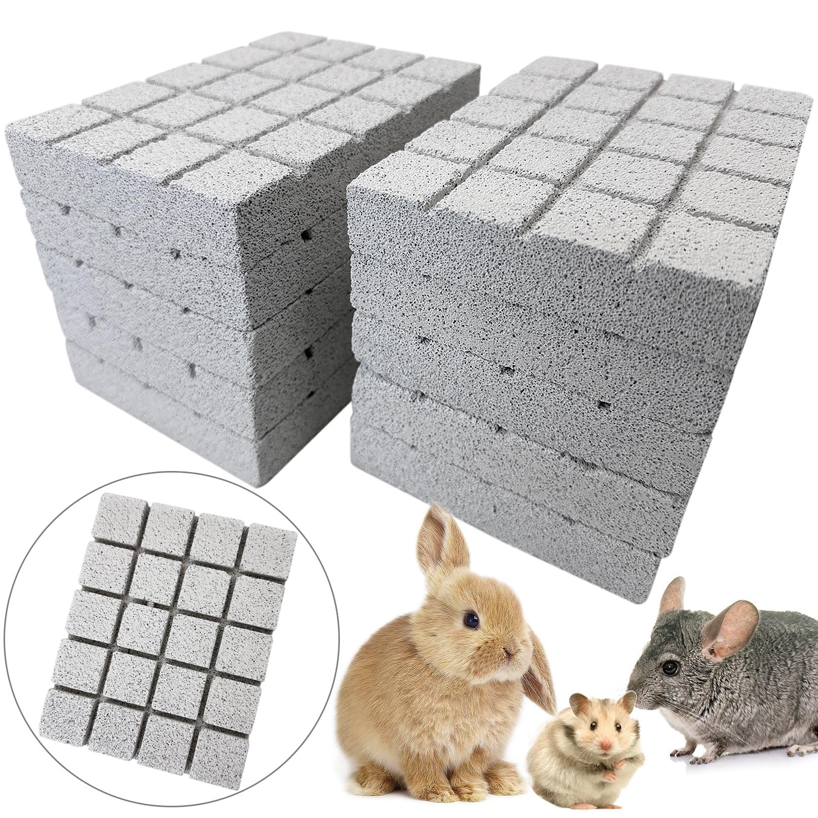Hamiledyi 10Pcs Rabbit Scratching Pad Bunny Lava Grinding Claw Board Small Animal Foot Pad Hamster Chew Toys For Gerbil Chinchil