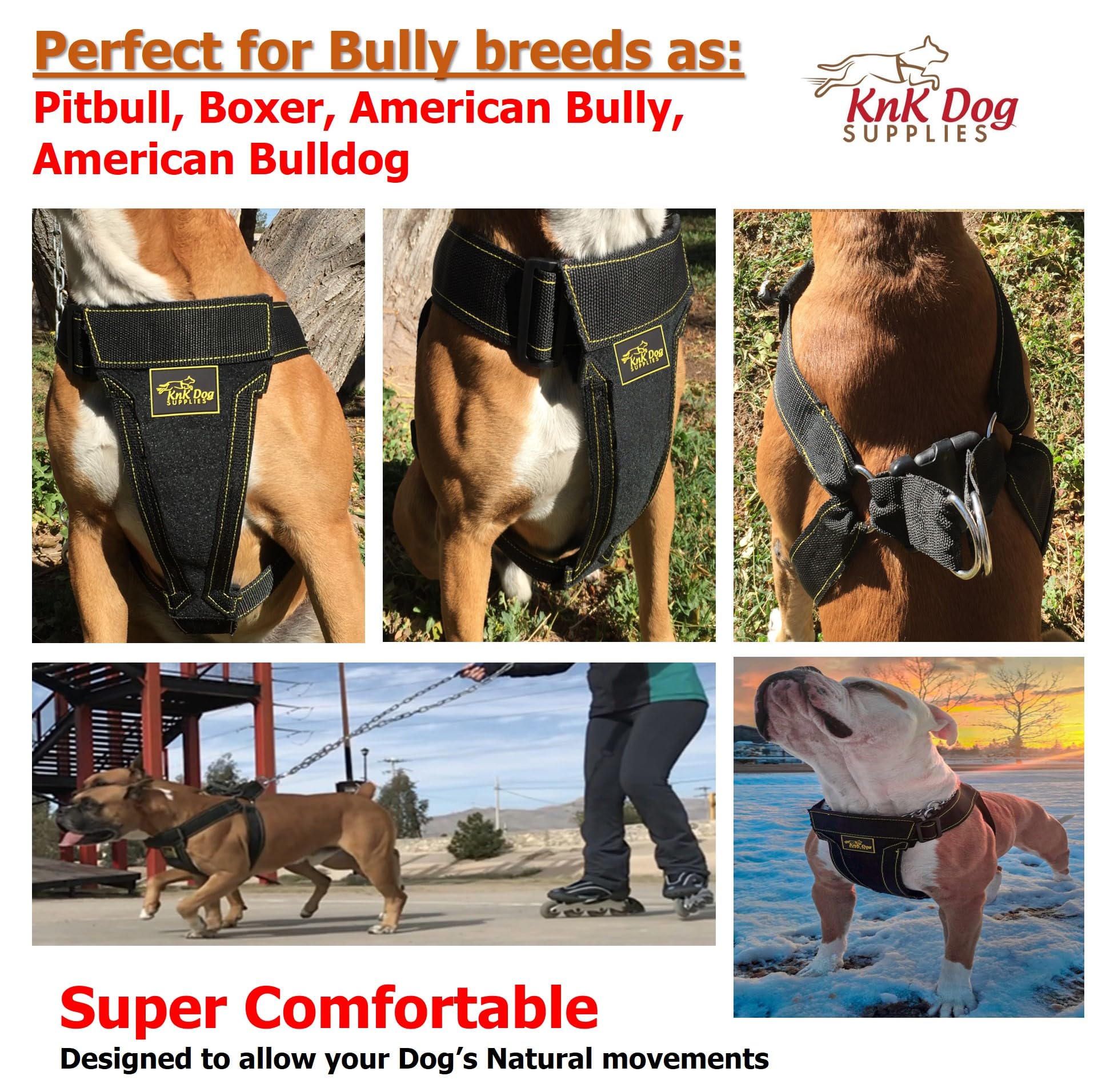 Knk Big Large Heavy Duty Dog Harness Vest, Medium Sized Dogs And Strong Dogs, Durable, Thick, Sturdy Adjustable 2 Leash Metal Cl