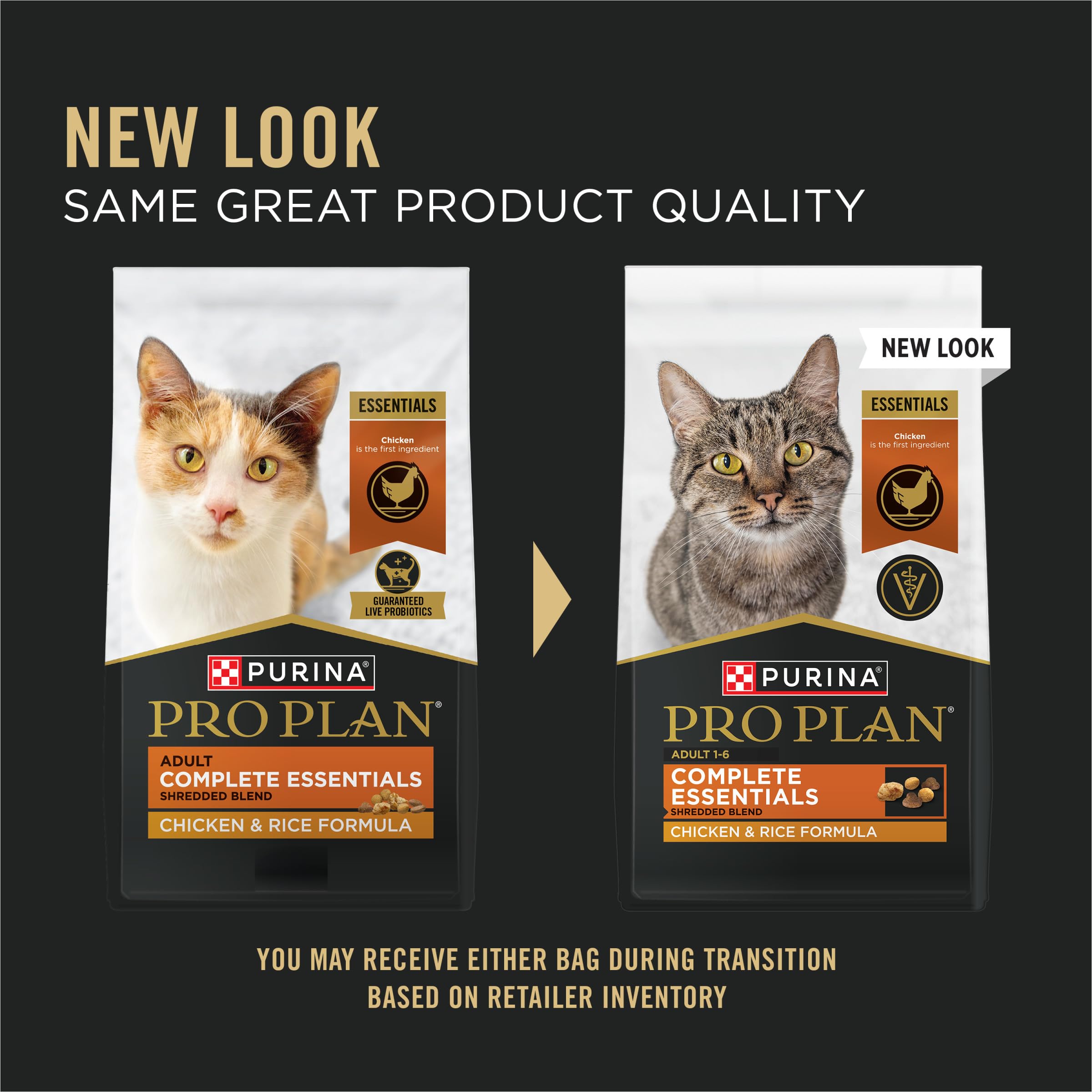 Purina Pro Plan Complete Essentials Shredded Blend Chicken and Rice Formula Adult High Protein Cat Food - 3.5 lb. Bag