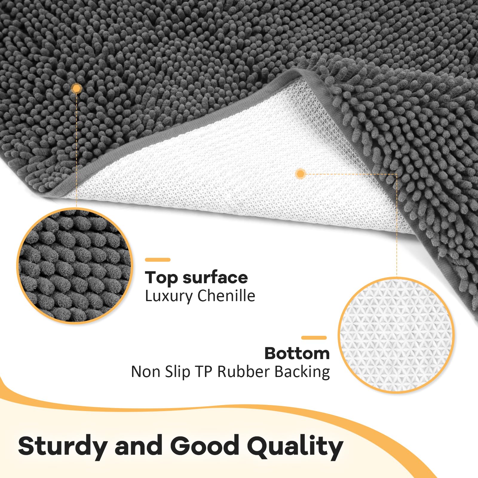 HOMEK Absorbent Dog Door Mat for Muddy Paws, 48 x 30 Chenille Indoor Mats for Entryway, Trap Dirt Front Door Mat Indoor Entrance