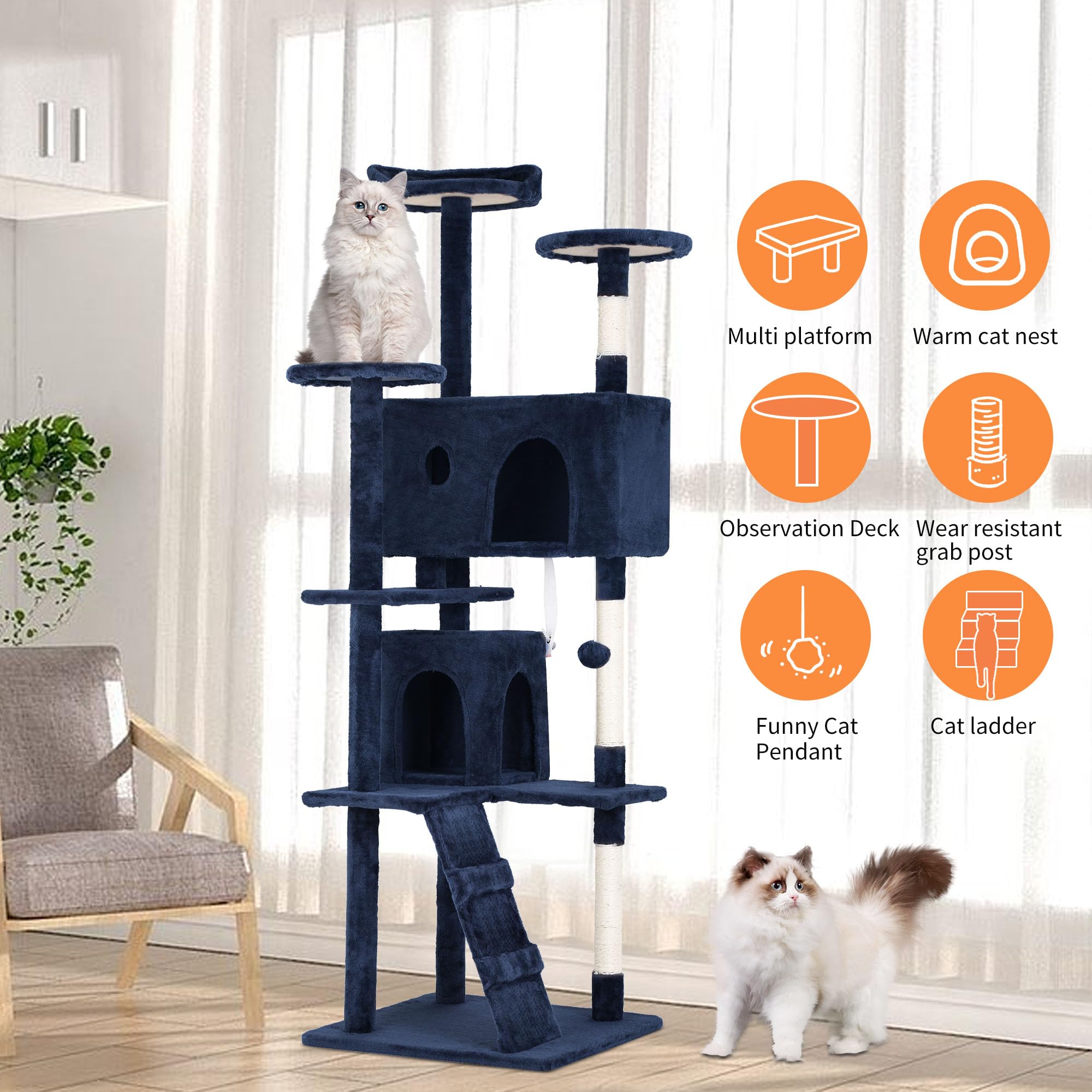 Bestpet 70In Cat Tree Tower For Indoor Cats,Multi-Level Cat Furniture Activity Center With Cat Scratching Posts Stand House Cat