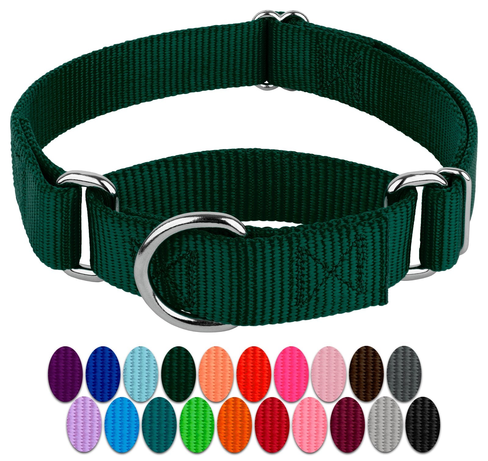 Country Brook Petz Martingale Dog Collar - Heavy-Duty Training Collar With No Buckle - Service Dog Collar For All Pups - Vibrant, Colorful Collection (Green, 1 Inch, Large)
