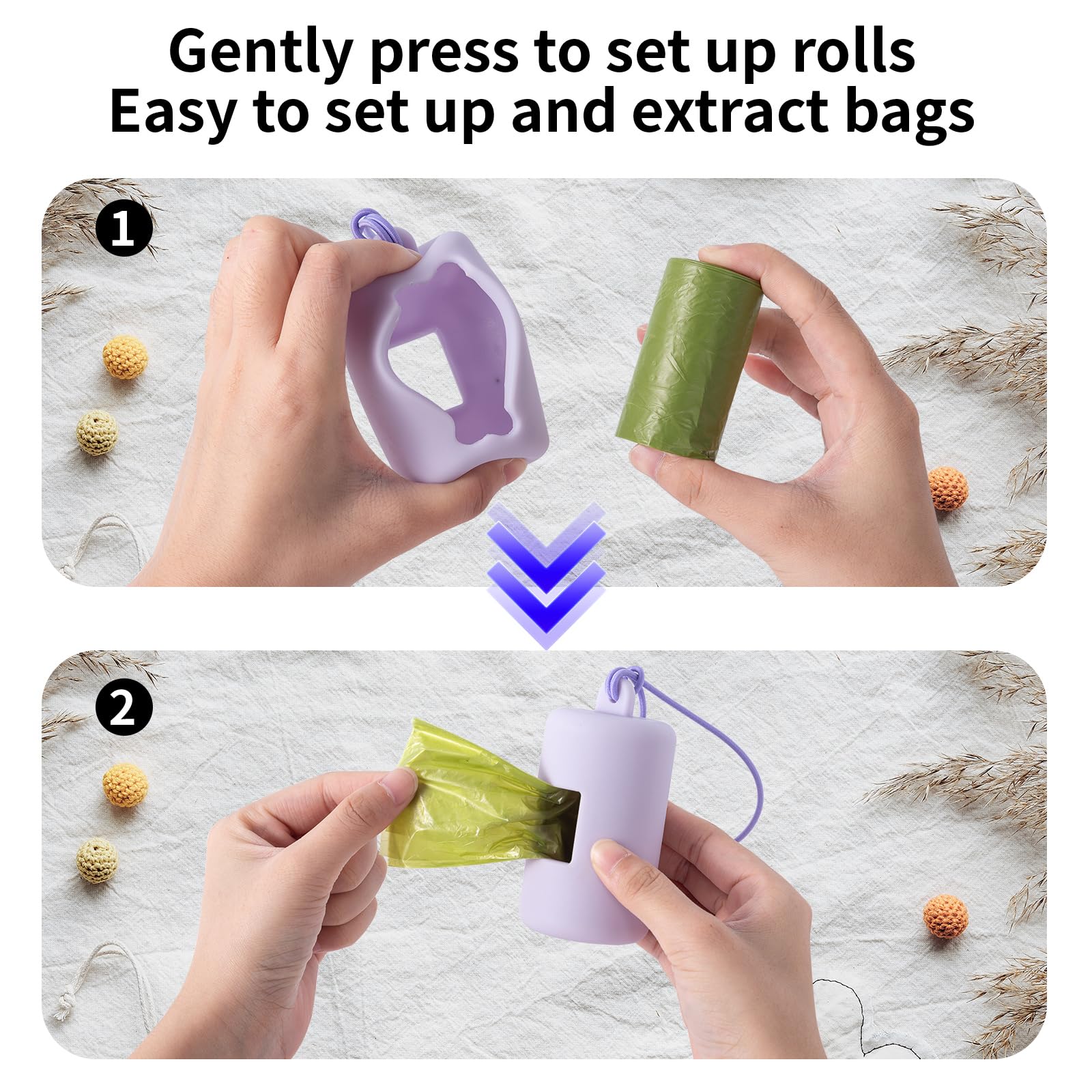 3Pack Dog Poop Bag Holder For Leash,One Piece Molded Soft Plastic Pet Waste Bag Dispenser With Elastic Loop Protable Doggie Poop