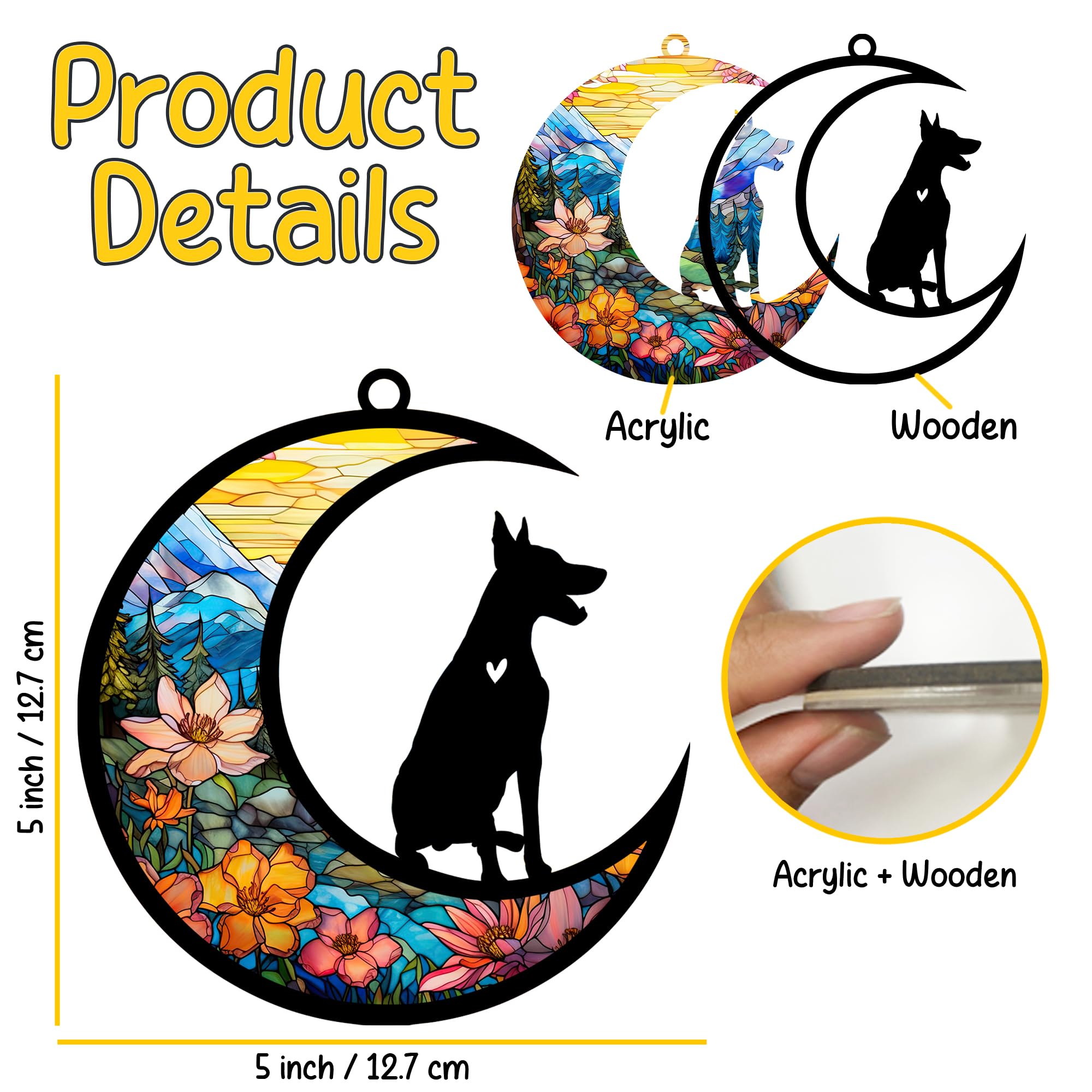 Nethomewoods Doberman Memorial Suncatcher, Personalized Dog Loss Gift With Name & Date, Rainbow Bridge Remembrance For Doberman