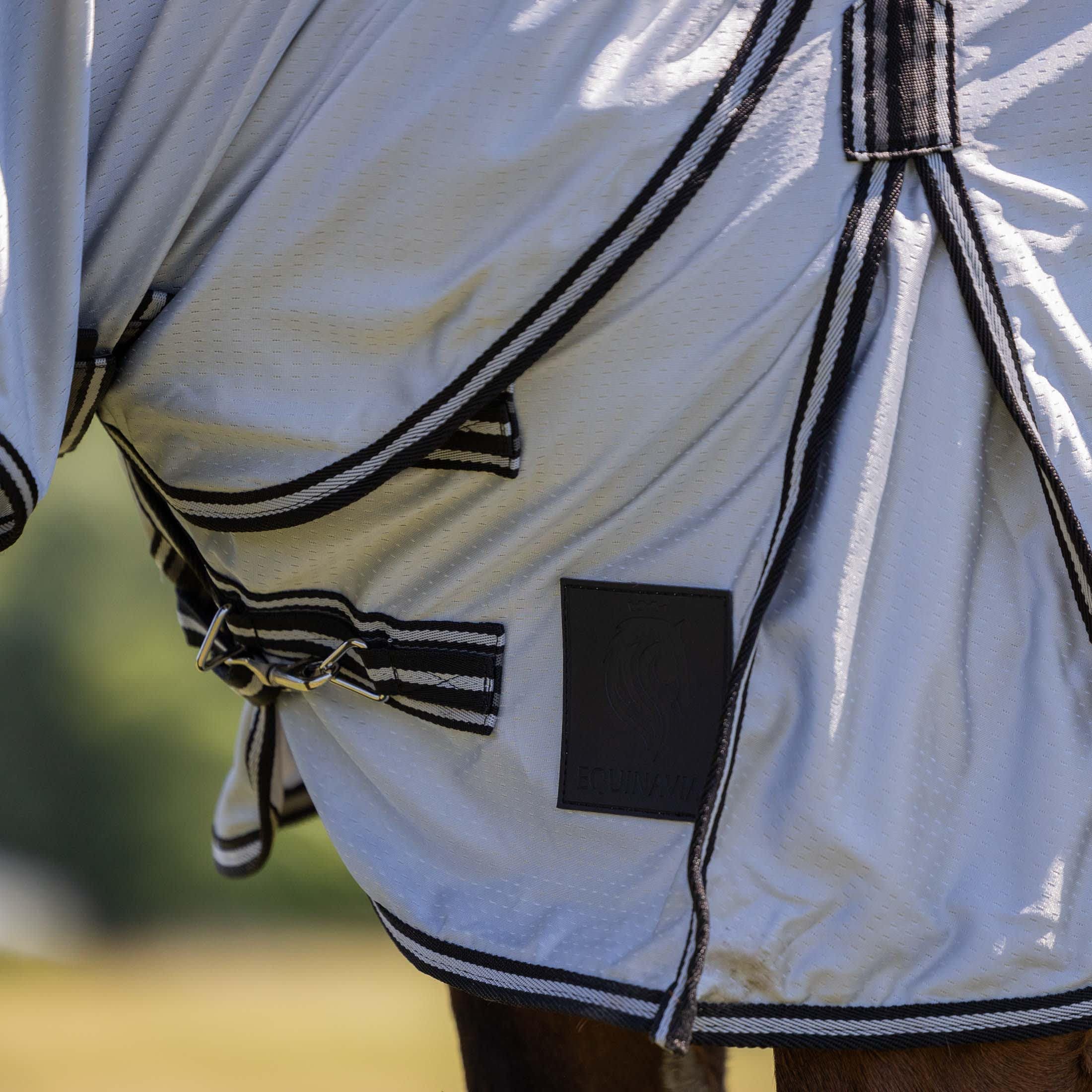 Equinavia Aktiv Athletic Detachable Neck Fly Sheet | Ultralight Poly Fabric | Extended Protection - Silver Gray - 69 In