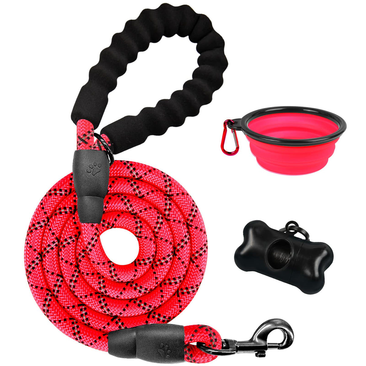 Barkbay Dog Leashes For Large Dogs Rope Leash Heavy Duty Dog Leash With Comfortable Padded Handle And Highly Reflective 5 Ft For Small Medium Large Dogs（Red）