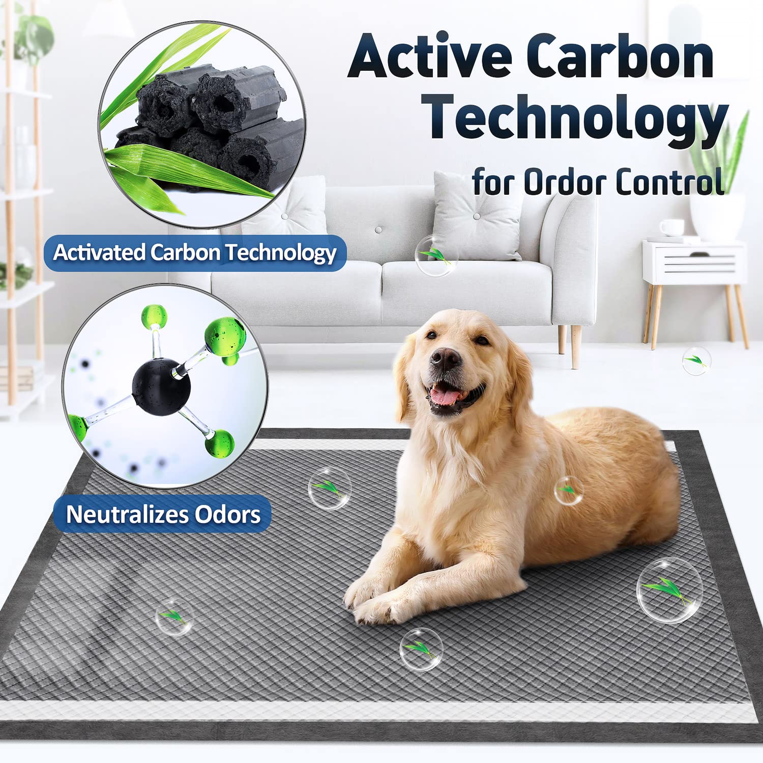 Gimars Upgrade Odor-Control Extra Large 28x34 Charcoal Pee Pads for Dogs Thicken 7 Layers Ultra Absorbent Dog Pee Pads - Leak-Pr