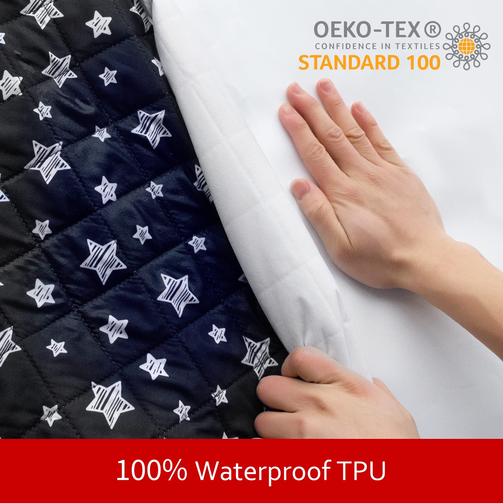 Waterproof Dog Bed Covers Replacement Washable Pet Hair Easy To Remove, Noiseless Quilted Puppy Pet Bed Cover Lovely Black Star
