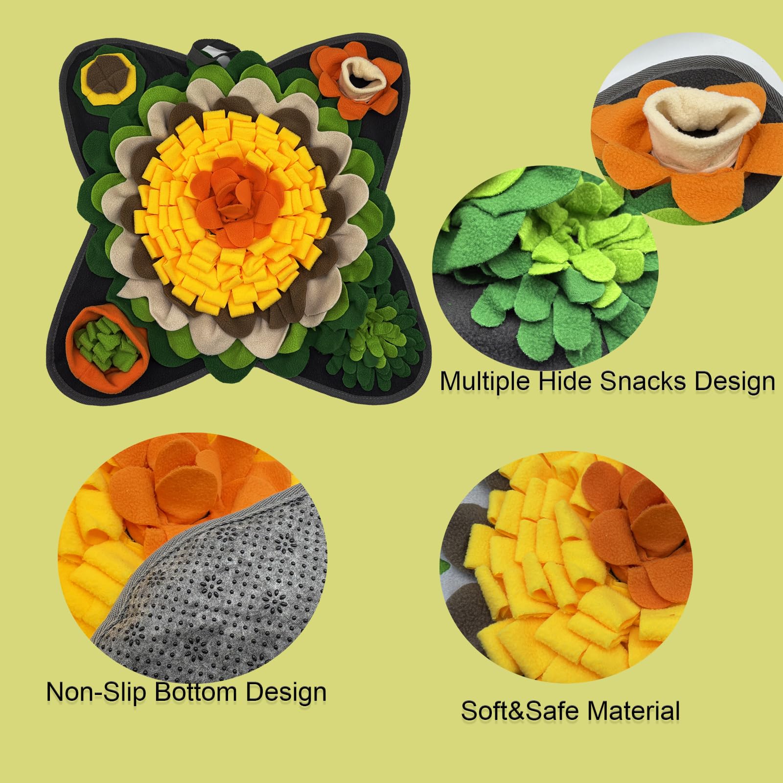Dliduy Rabbit Foraging Mat Snuffle Mat, Feeding Mat Interactive Feeding Puzzle Toy, Pet Sniffing Training Mat for Dogs, Hamsters