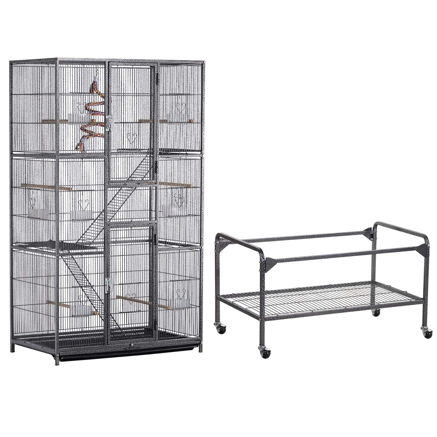 Yaheetech 69-Inch Extra Large Wrought Iron 3 Levels Ferret Chinchilla Sugar Glider Squirrel Small Animal Cage With Cross Shelves
